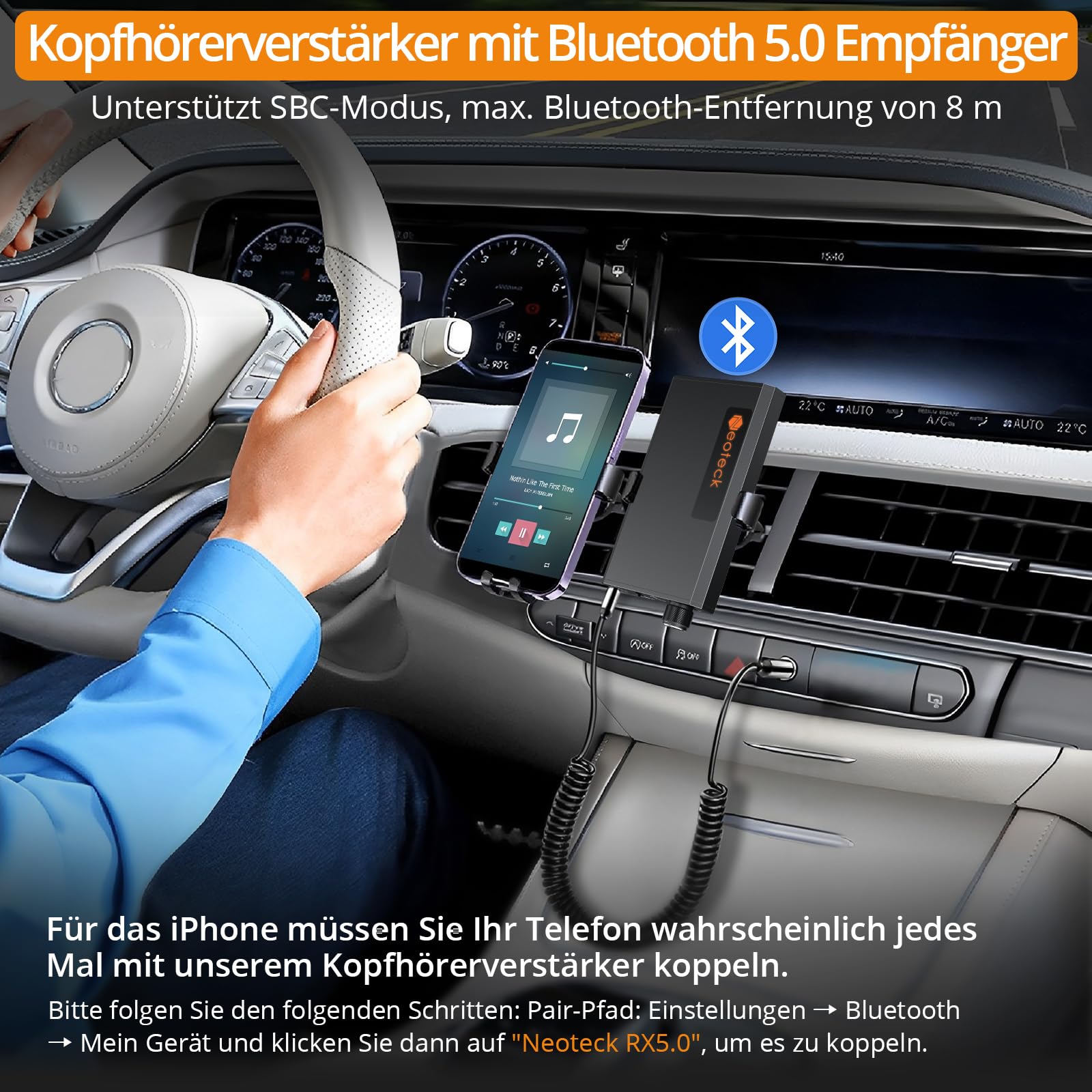 Neoteck HiFi Kopfhörerverstärker Bluetooth 5.0 Empfänger Tragbare 3,5 mm Audio Kopfhörer verstärker Komponenten für MP3/MP4/Telefone/Digital Player/Computer
