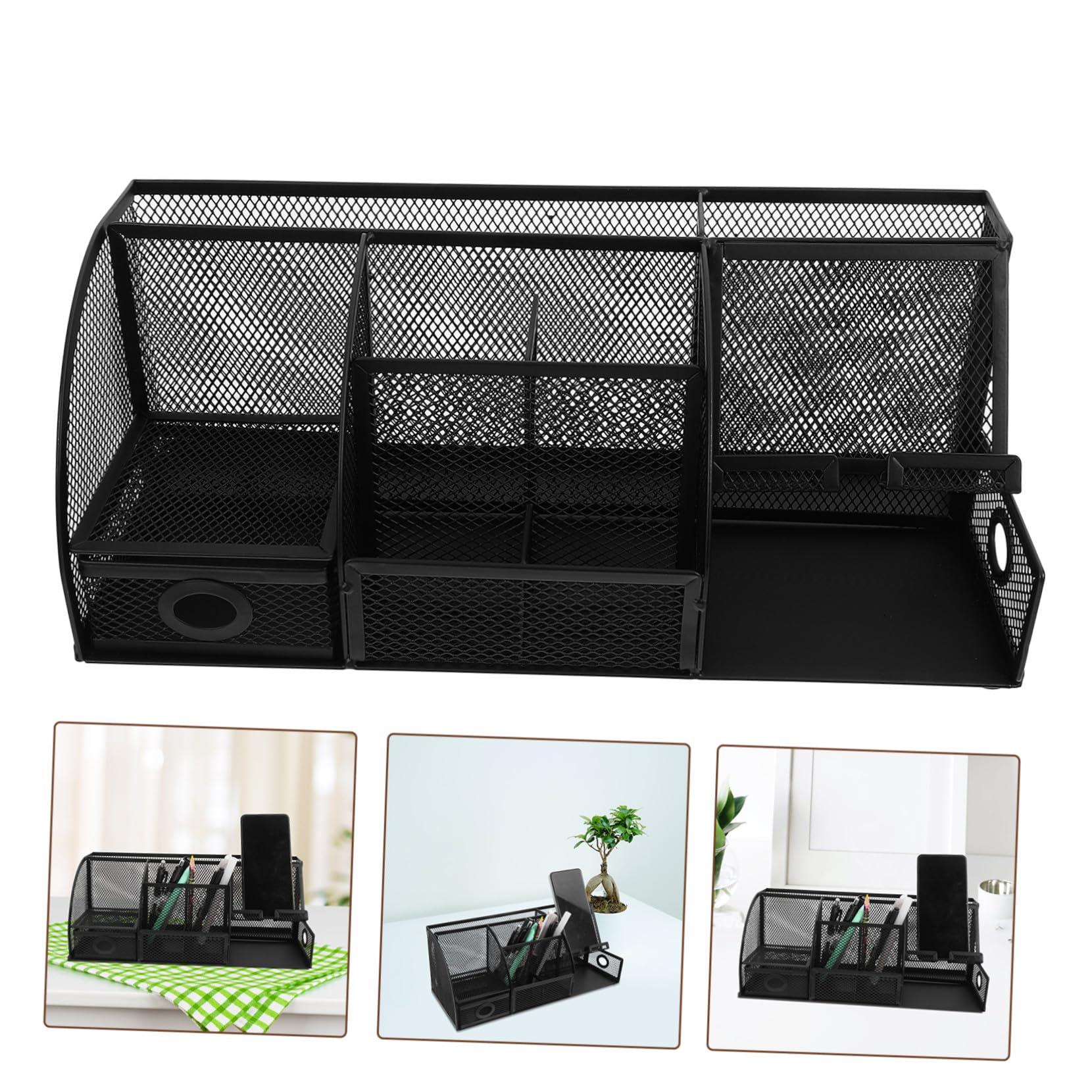 Zerodeko Organizer da Scrivania in Metallo con Scomparti Portapenne e Custodia Cancelleria Compatto per Ufficio Compatto e Design Elegante per Organizzare Forniture Desktop