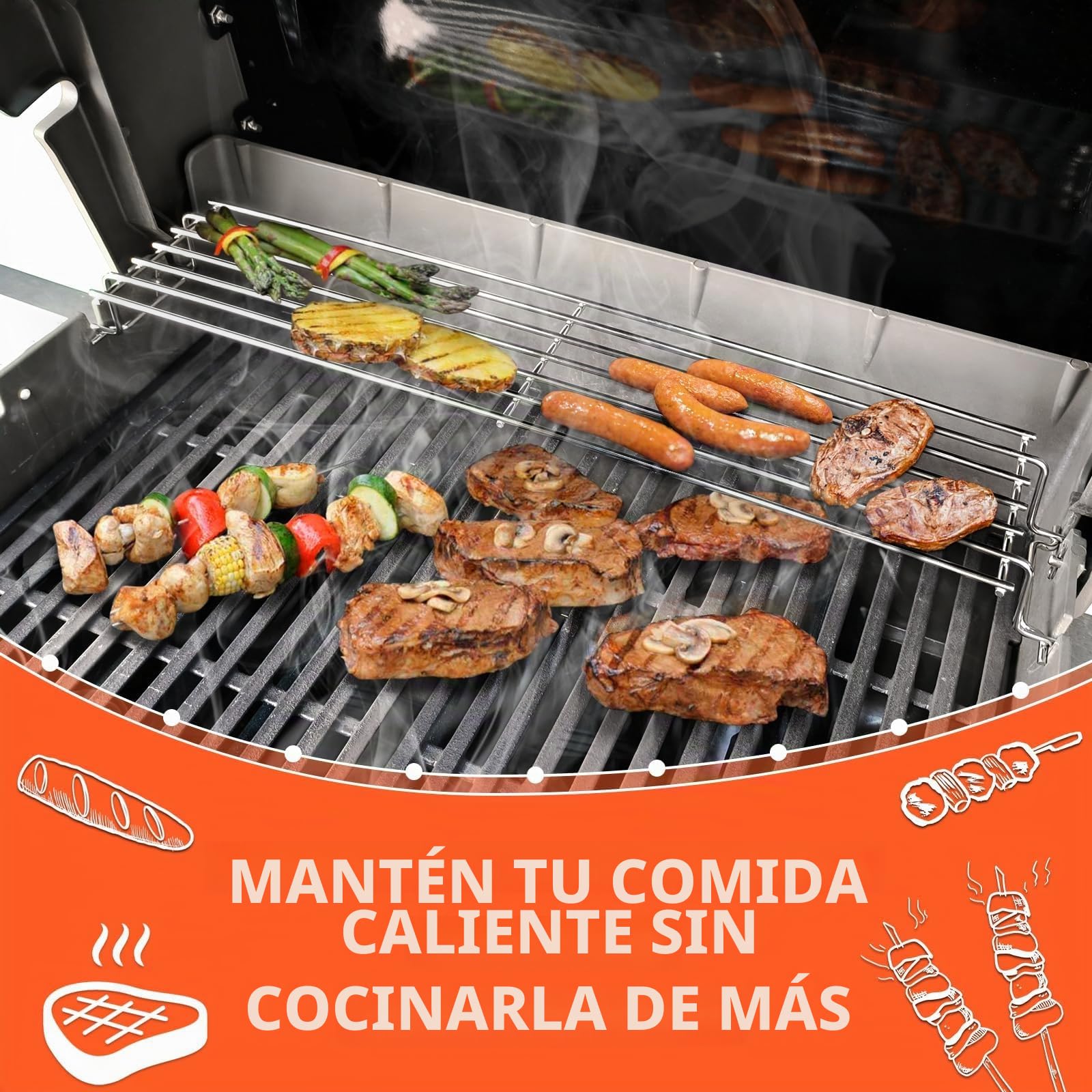 GFTIME 63.5CM Reemplazo de Parrillas de Calentamiento de Parrillas Reemplaza a Weber 7513, 7641 para Spirit 300 700 Series, Weber 900, Genesis Silver B/C, Gold B/C, Platinum I and II Gas Grills, 56CM