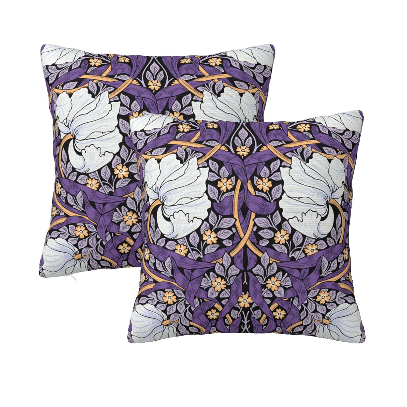 Keebik William Morris Pimpernel PurpleThrow Pillow Covers Set of 2 Cushion Covers for Couch Home Bed Living Room Decorative Pillow Cases 18x18 Inch, Type-1