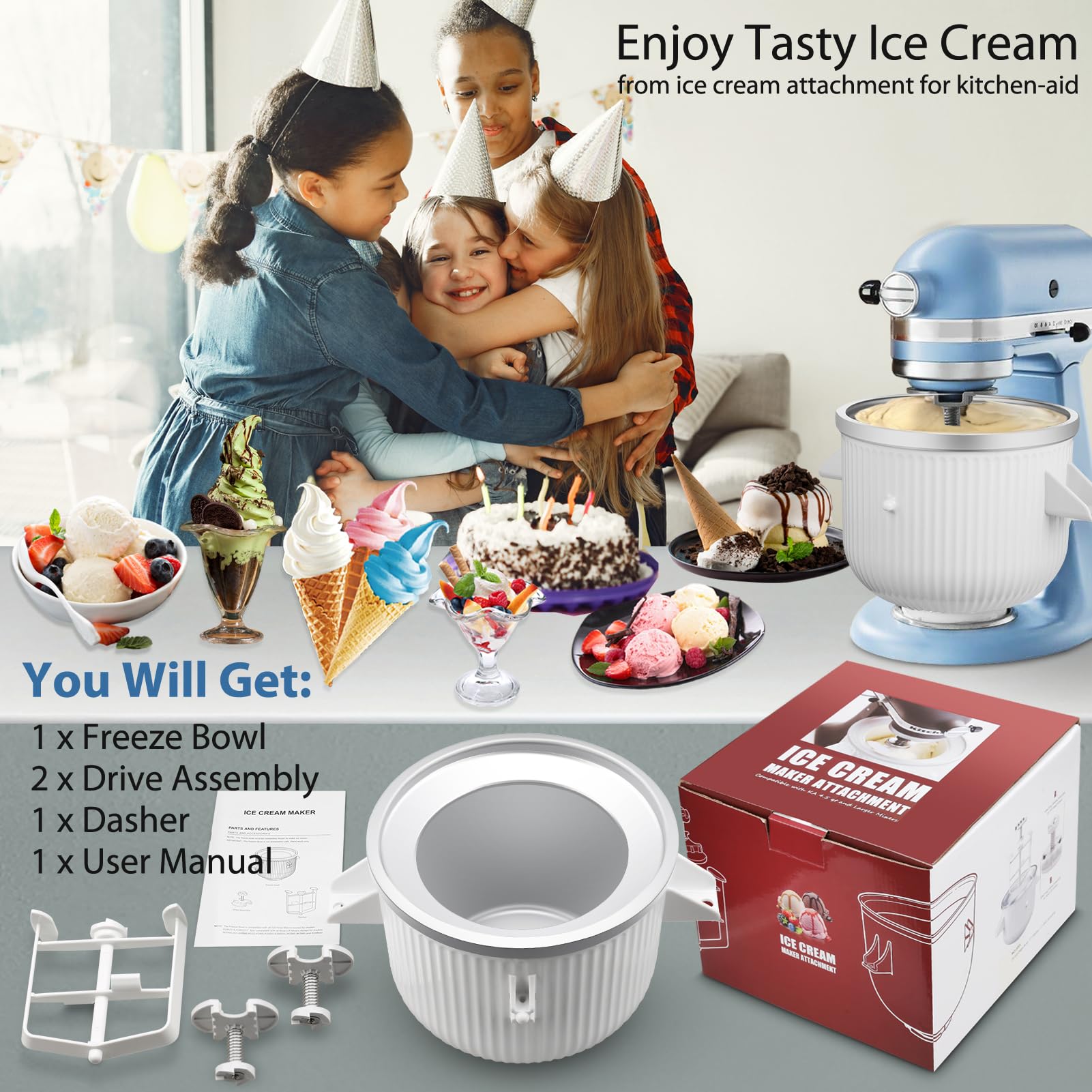 KitchenAid かき氷機 アタッチメント Amazon.com: Shaved Ice Attachment for KitchenAid Stand Mixer, Snow
