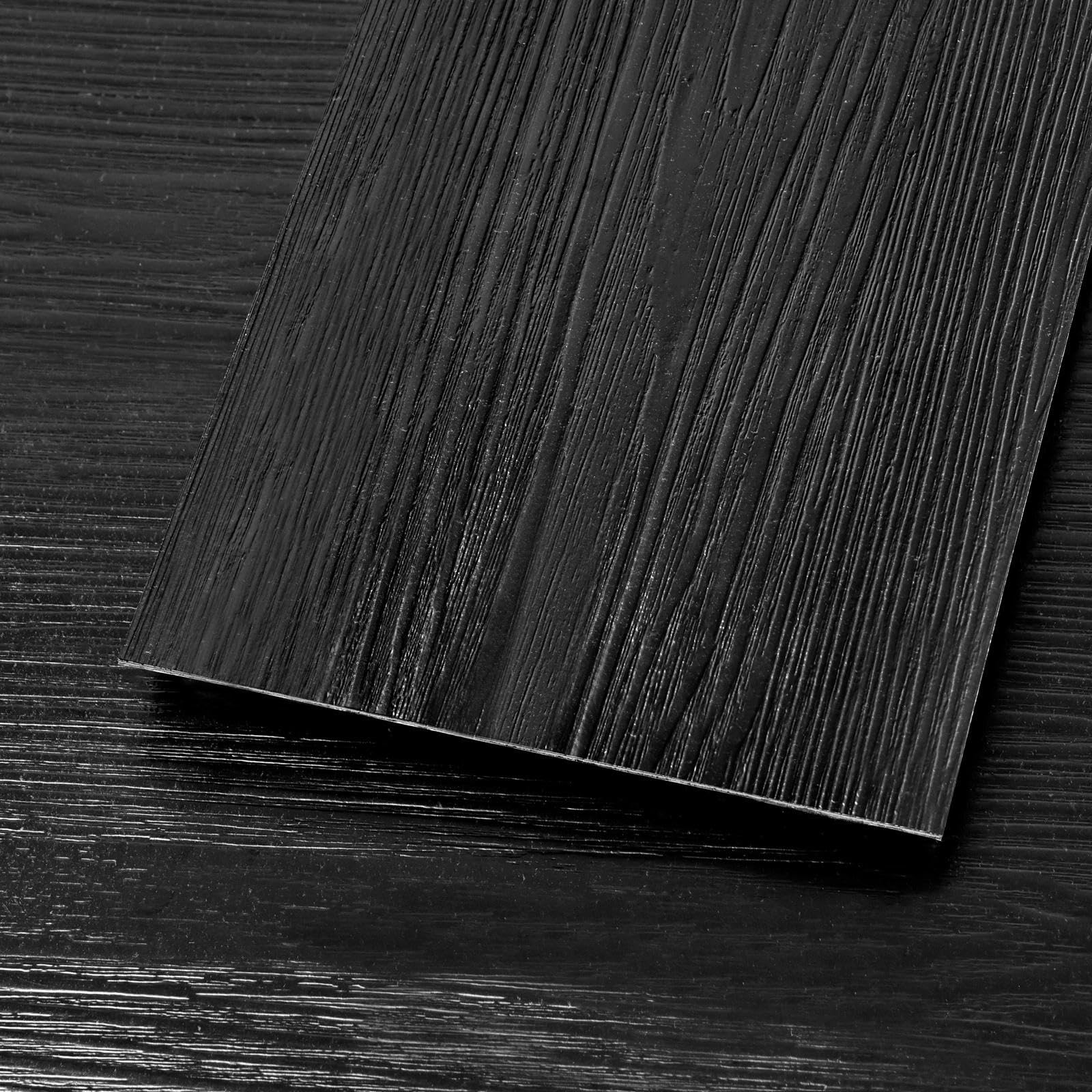 Confezione da 32 piastrelle autoadesive in vinile nero, 48 mq, effetto legno, facile installazione fai da te, per cucina, bagno, corridoio e ripostiglio