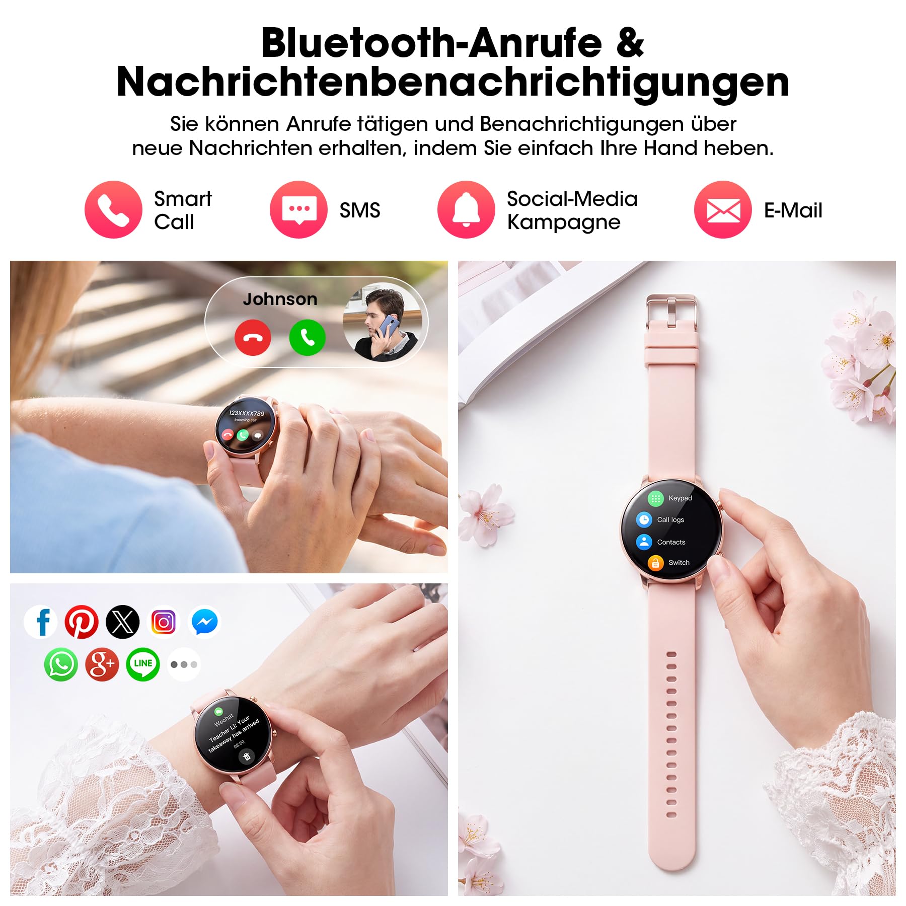 Smartwatch Damen, 1,39" HD Fitness Tracker mit 7 Armbändern & Geschenkbox