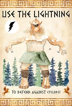 Use The Lightning Against Cyclops Monster - Greek Mythology Book Themed Kids Party Supply - Training Camp for Demigods Supplies Pin Game Activity Idea Poster Sticker Decor