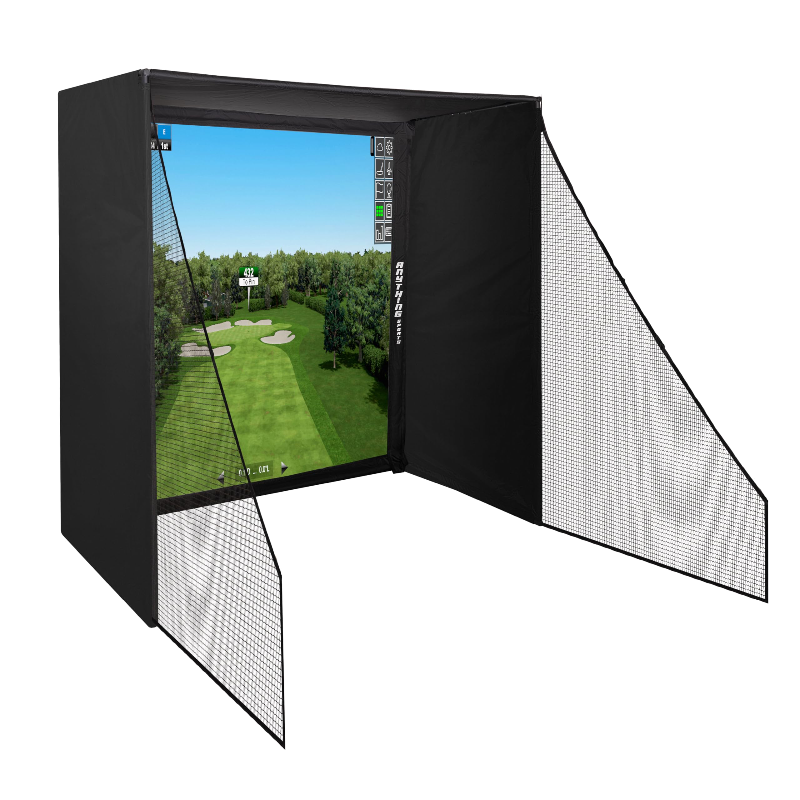 Golf Simulator Enclosure with Impact Netting and All Poles