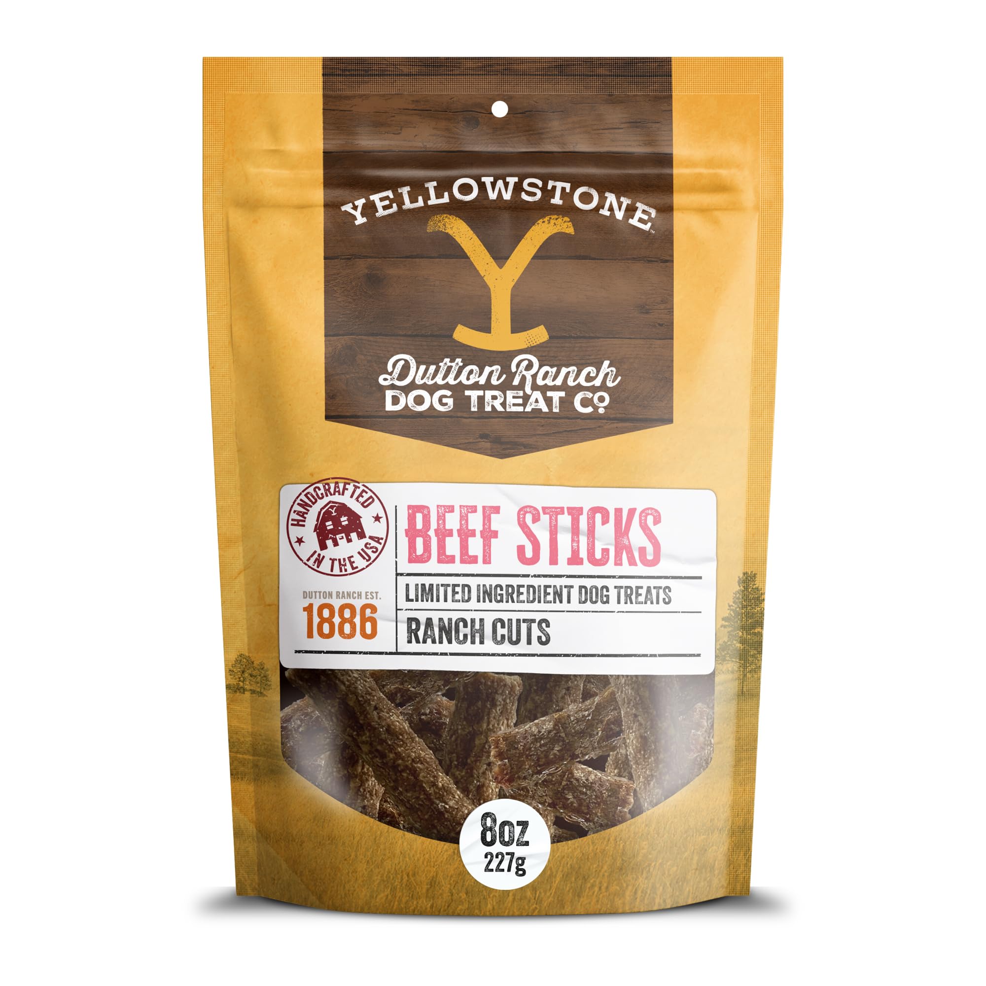 Yellowstone Limited Ingredient Dog Treats Beef Sticks - Healthy Dog Treats Made in USA - Air Dried Beef Collagen Dog Jerky Treats - Crunchy & Chewy