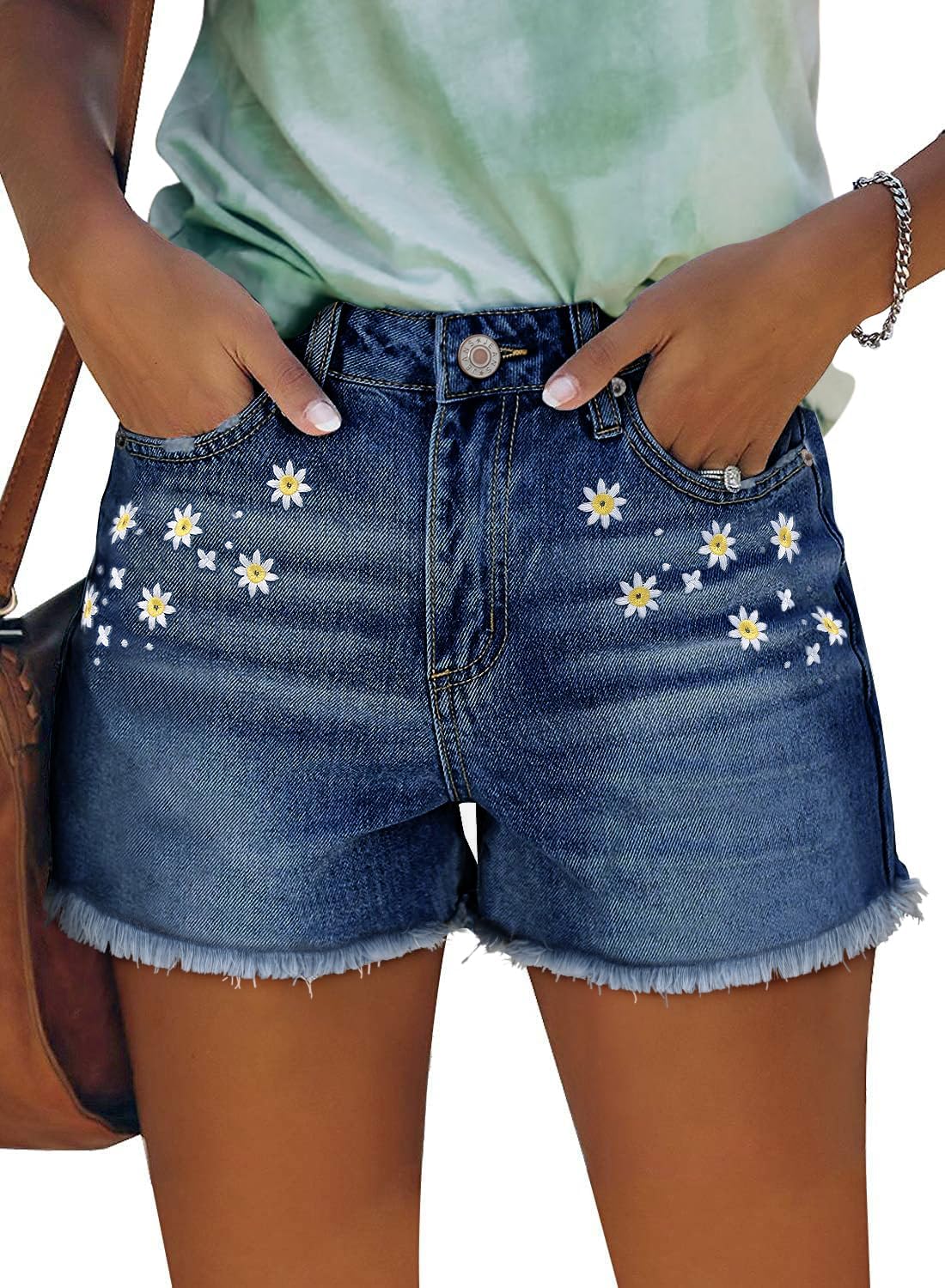 StunShow Women's Denim Shorts Mid Waist Jean Short