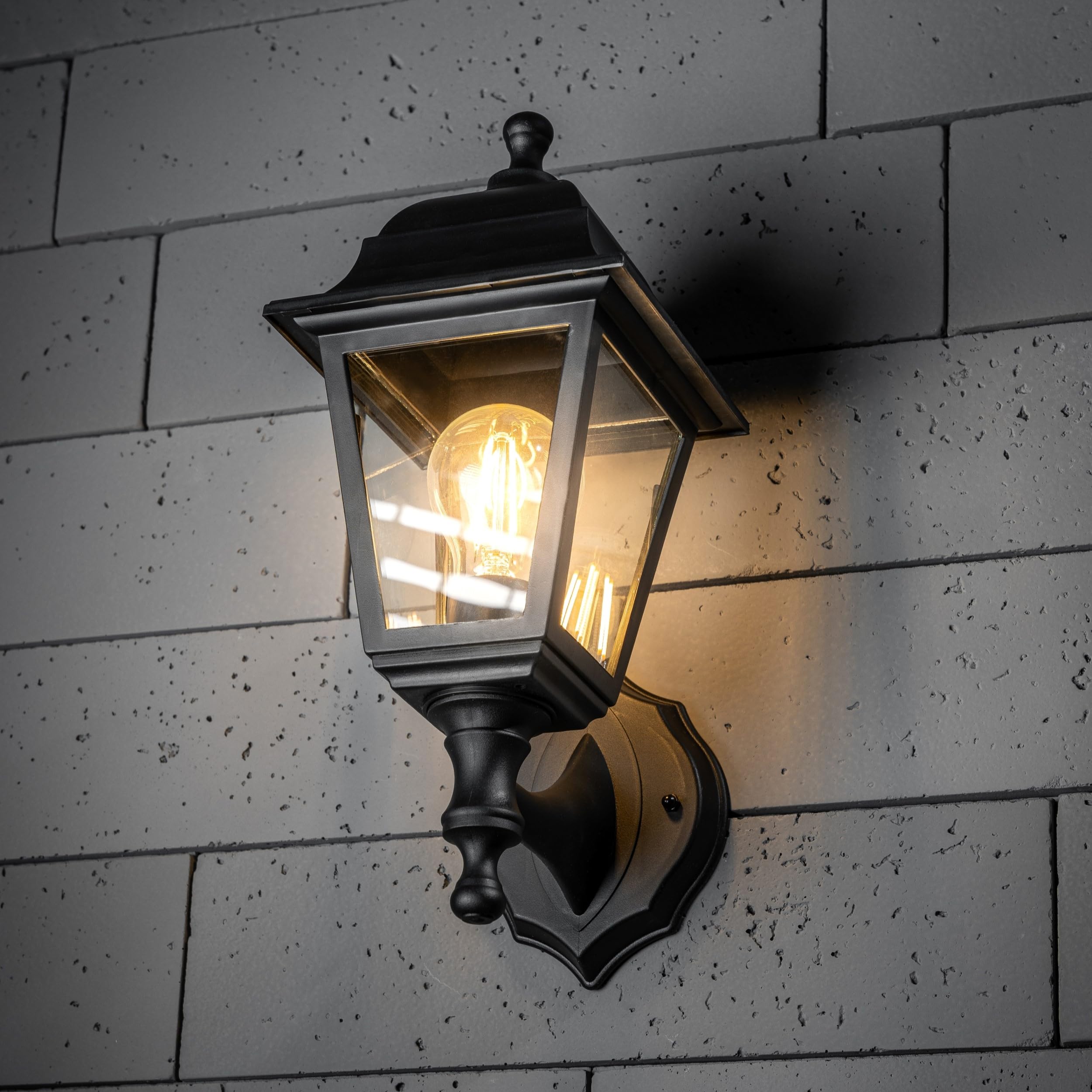 CGC Lighting Outdoor Outside Wall Light Black Coastal Weatherproof Lantern Traditional Vintage LED (Black Wall Light 3) - Image 3