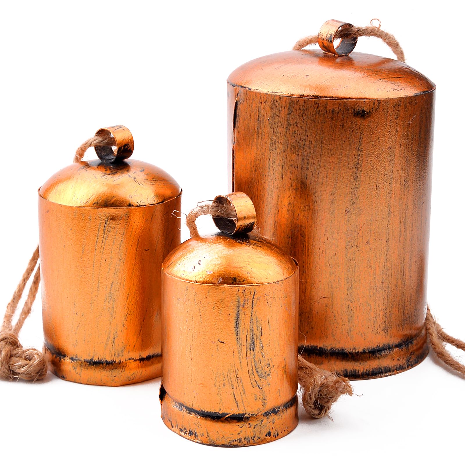 HXXF 3 Pcs Handmade Rustic Christmas Bells, Vintage Iron Bells