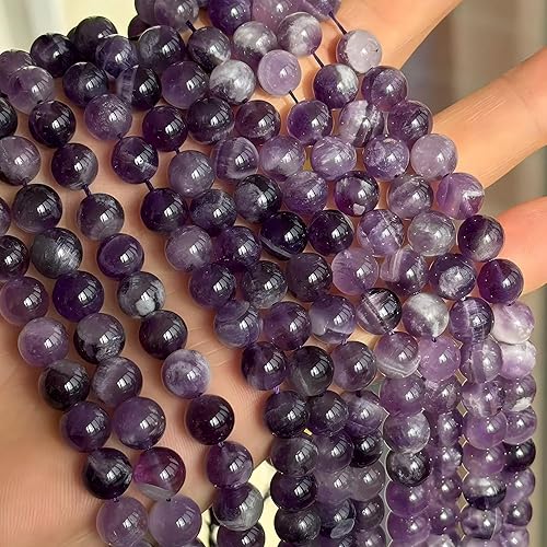 Miniatura 6 de MJDCB Cuentas de Amatista Natural de Ensueño Redondas de Piedra Cuentas Sueltas para Hacer Joyas 15" (8mm)