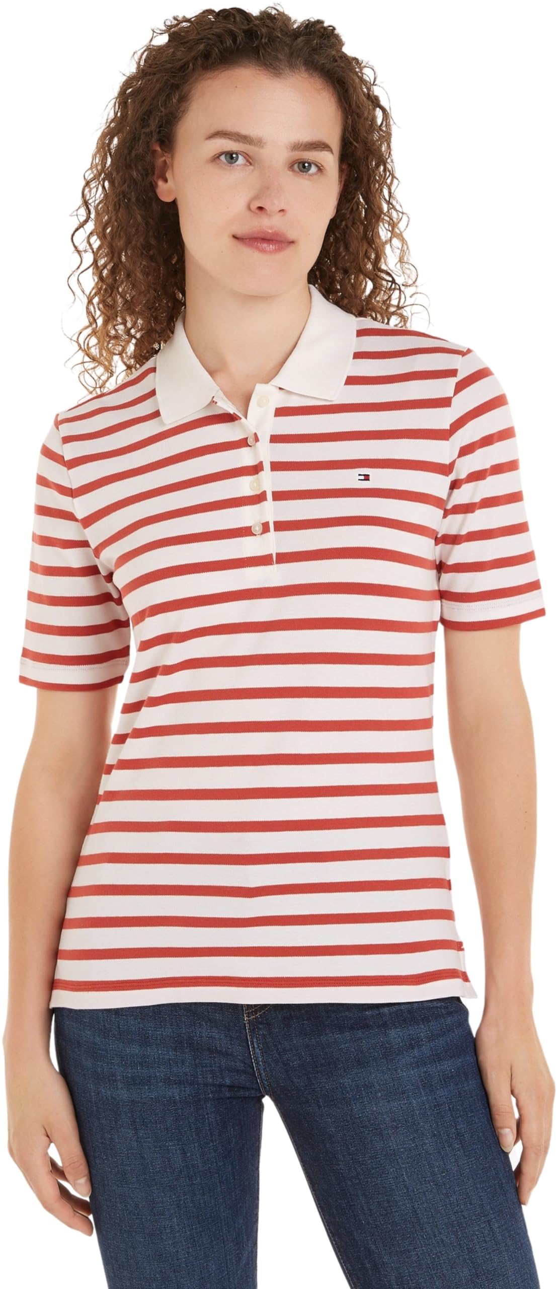 Tommy Hilfiger S/S Polos Kobiety 1985 Reg Pique Stripe Polo Ss