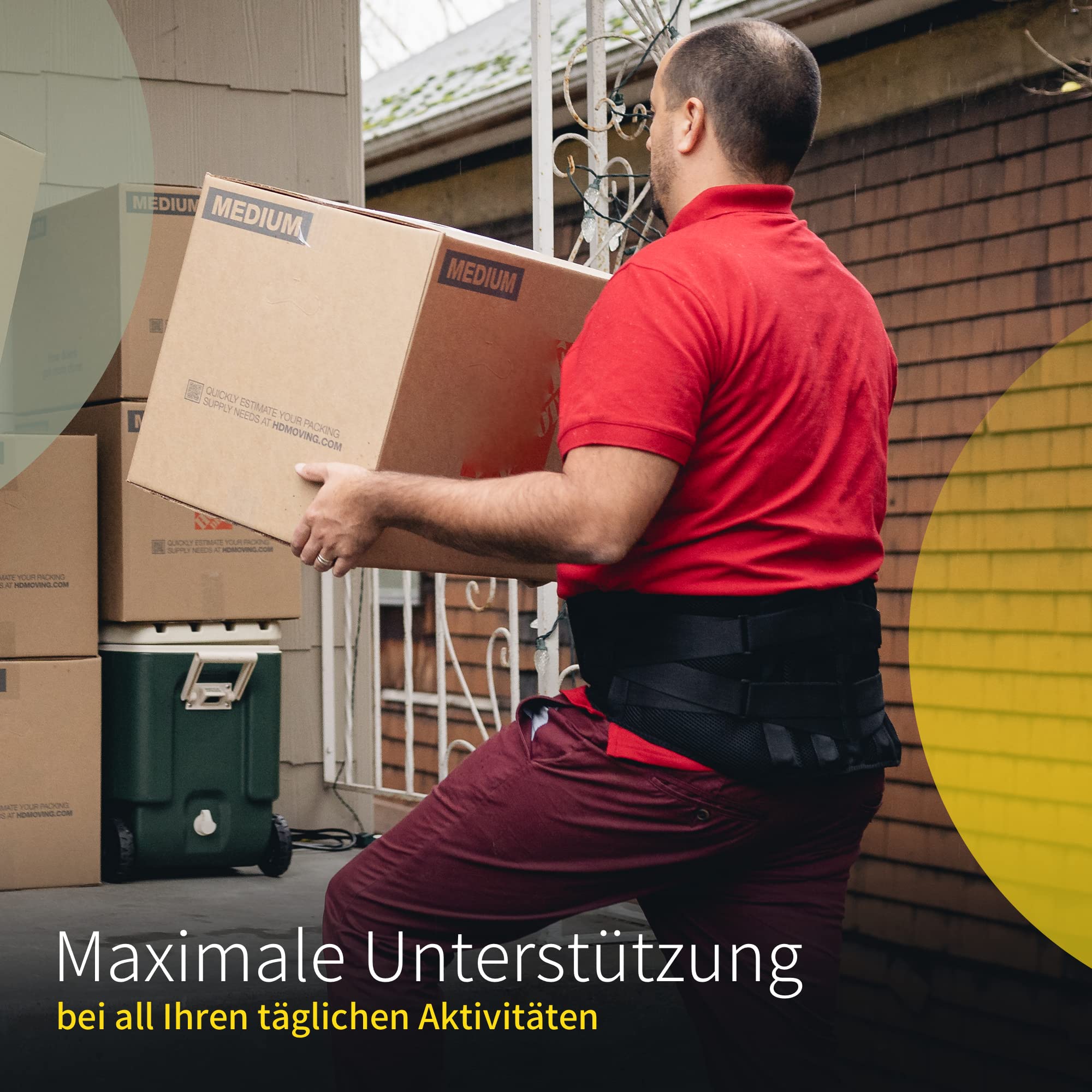 BraceUP Rückenstütze mit Lumbalkissen - Rückenstütze, Rückenstützgürtel, Lendenwirbelstütze für Männer und Frauen (L/XL)