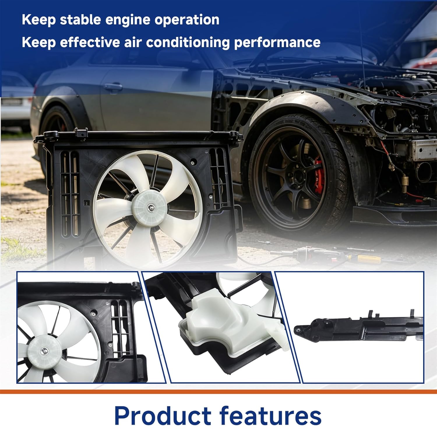GXYWADY Radiator Cooling Fan Replacement for 163610T041 1647123030 TO3115181 Replacement for Corolla SE/XLE/XSE 2014-2019