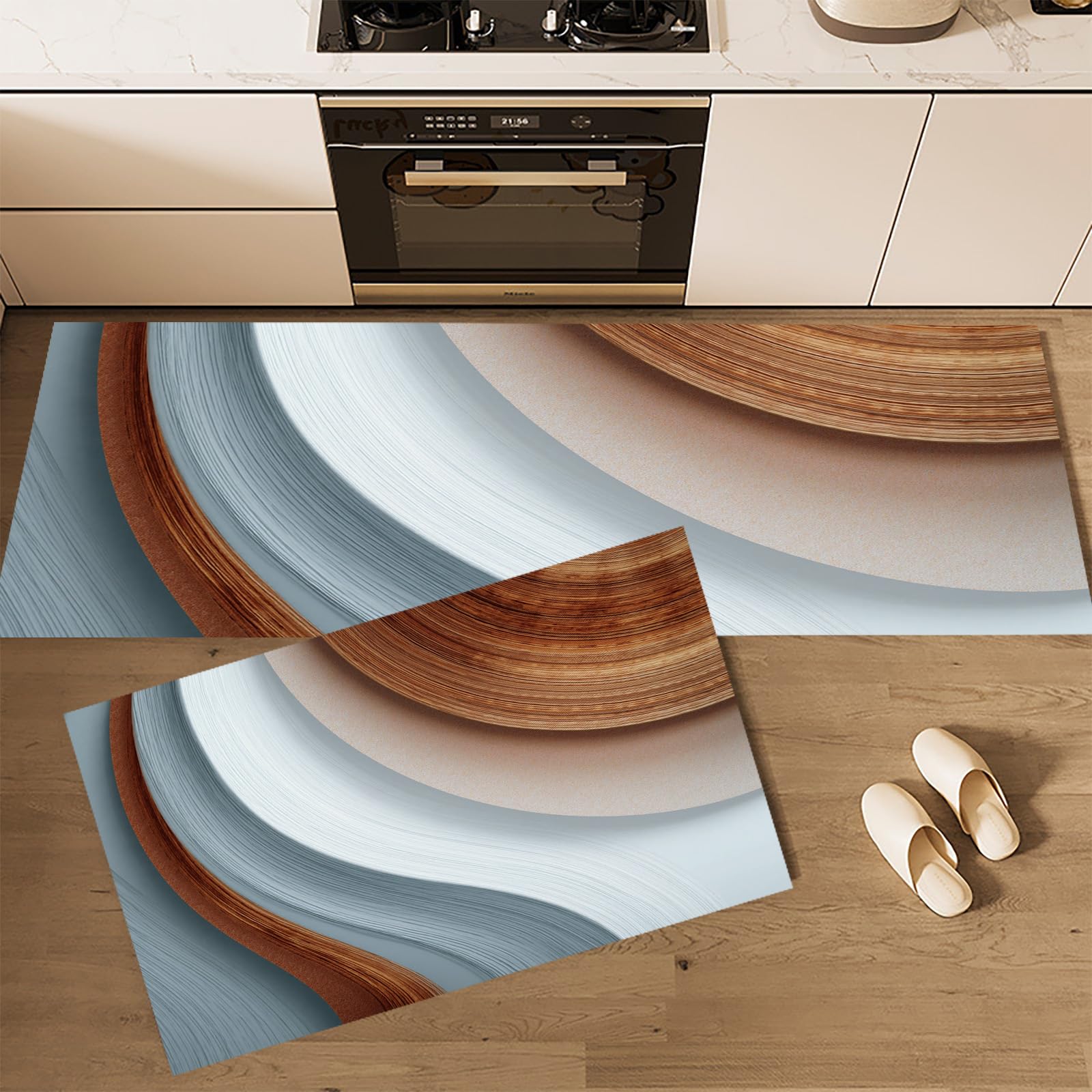 Tapis de cuisine moderne lot de 2 tapis de couloir antidérapants lavables brun clair