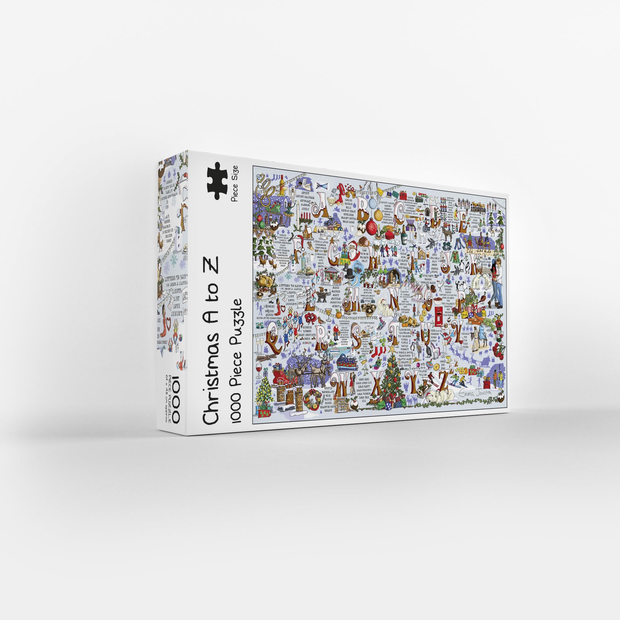 Emma Joustra Jigsaw Puzzle 'Festive A-Z' 1000 Piece | Great British Jigsaws | Small Batch Made | Sustainable Jigsaw Puzzles