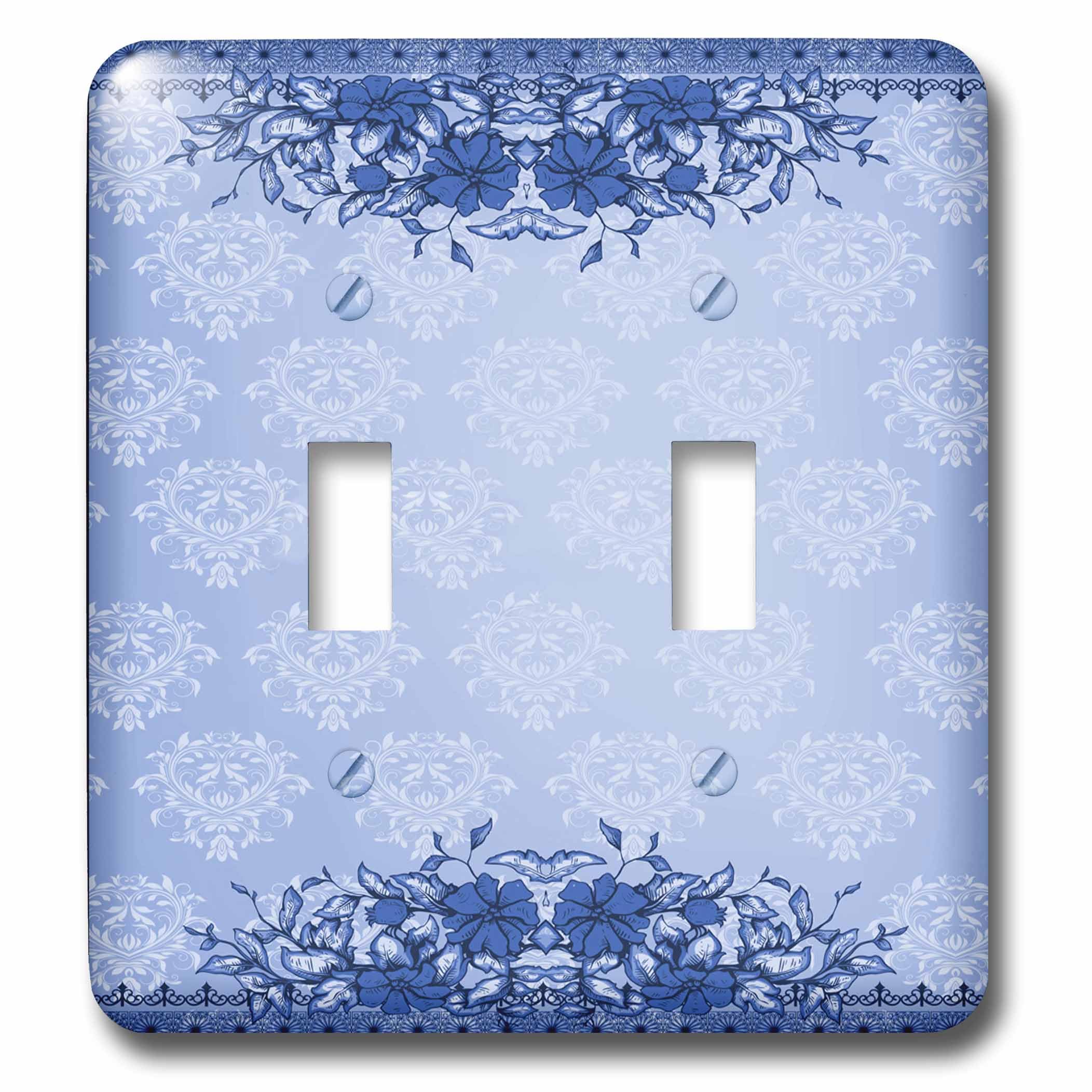 Bouton à bascule fleur et damas bleu 3dRose lsp_78321_2 pour remplacer un interrupteur terne