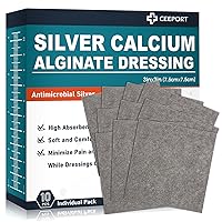 Vista 1 de Ag Silver Calcium Alginate Wound Dressing Pads 3'' x 3'' (Pack of 10), Soft Highly Absorbent Silver Wound Dressing, Non-Adhesive Dressing for Wound
