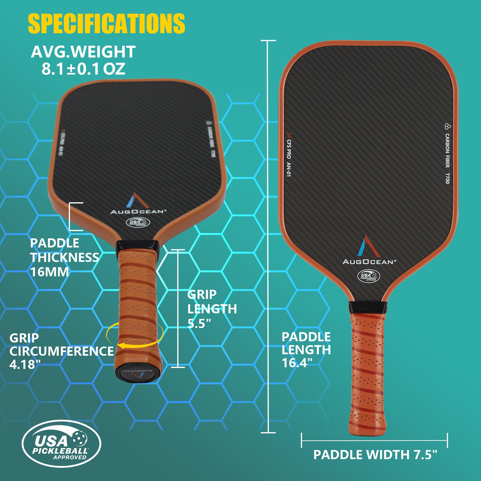 Pickleball-Paddel, 2025 Kohlefaser-Pickleball-Paddel, 3K-Rohkohlefaser-Oberfläche mit hoher Körnung und Spin, T700SC-Schläger mit hoher Leistungskontrolle und Balance, USAPA-genehmigt