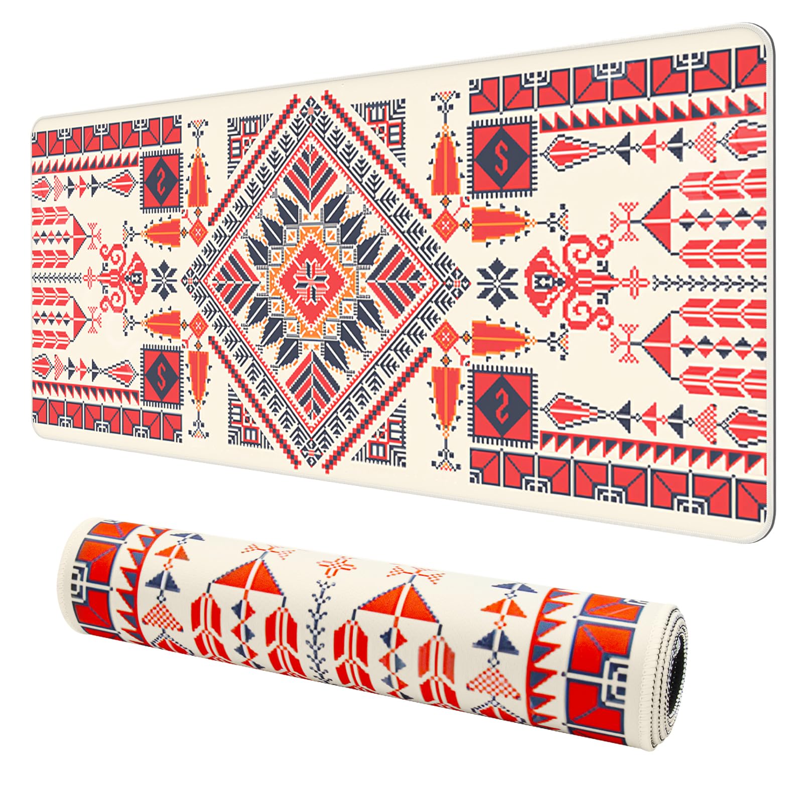 Golivn Large Mouse Pad Extended Mouse Pad Non-Slip Rubber Base Gaming Mouse pad Office Desk Mat Desk Pad Smooth Cloth Surface Keyboard Mouse Pads for Computers (90 * 40 * 0.3cm) (Geometric Pattern)