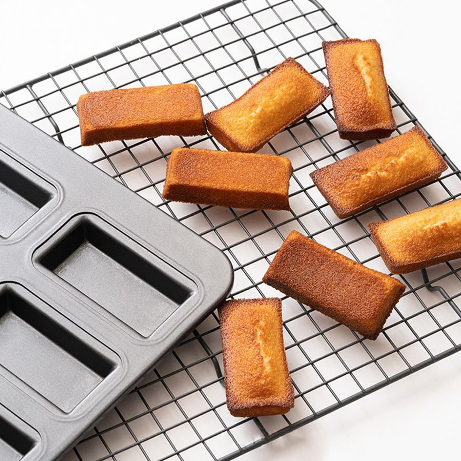 Mini moules de cuisson rectangulaires non couchés à 8 cavités pour cheesecakes, brownies, muffins, cupcakes, gâteaux au café
