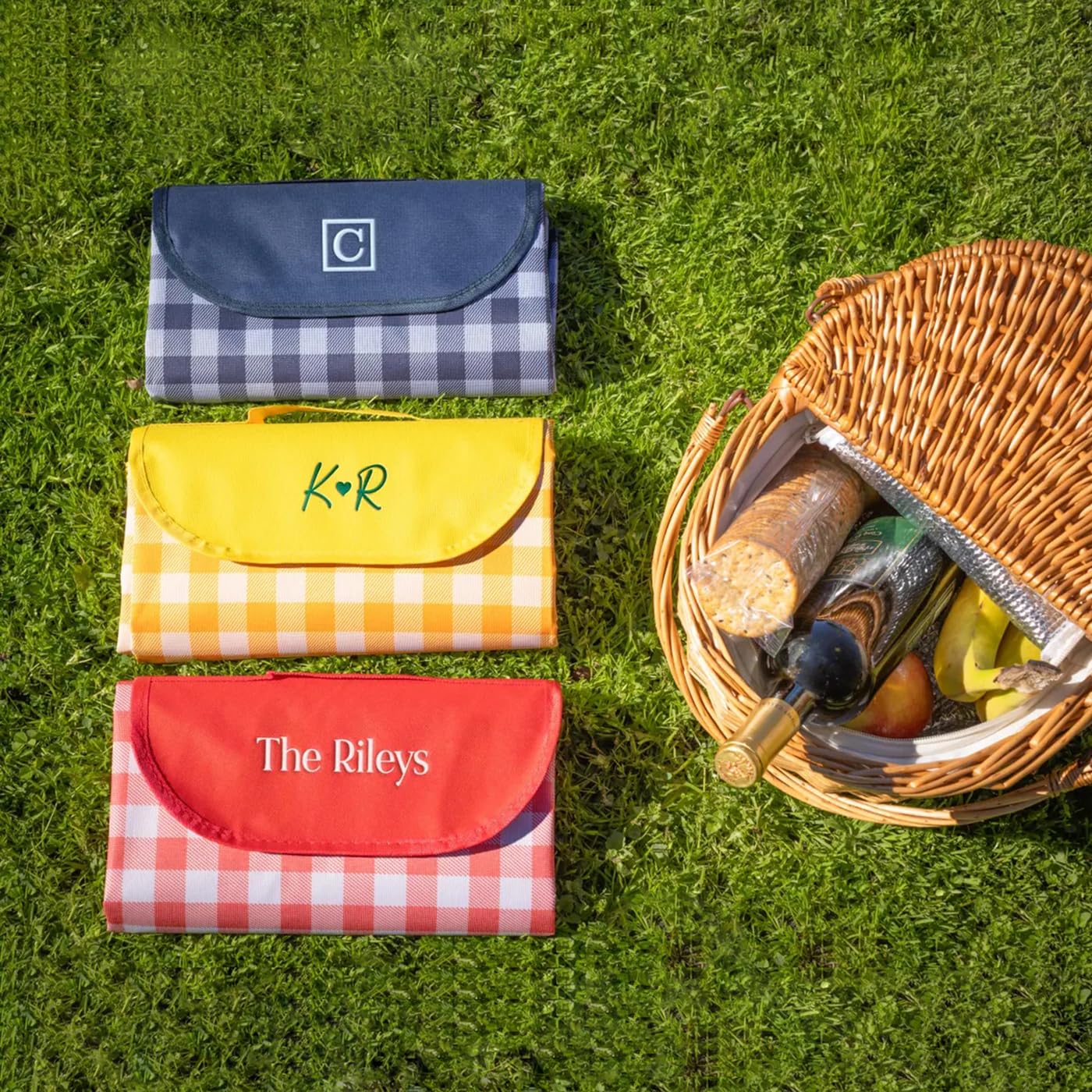 Manta de picnic personalizada a cuadros para tus días de playa y camping en familia