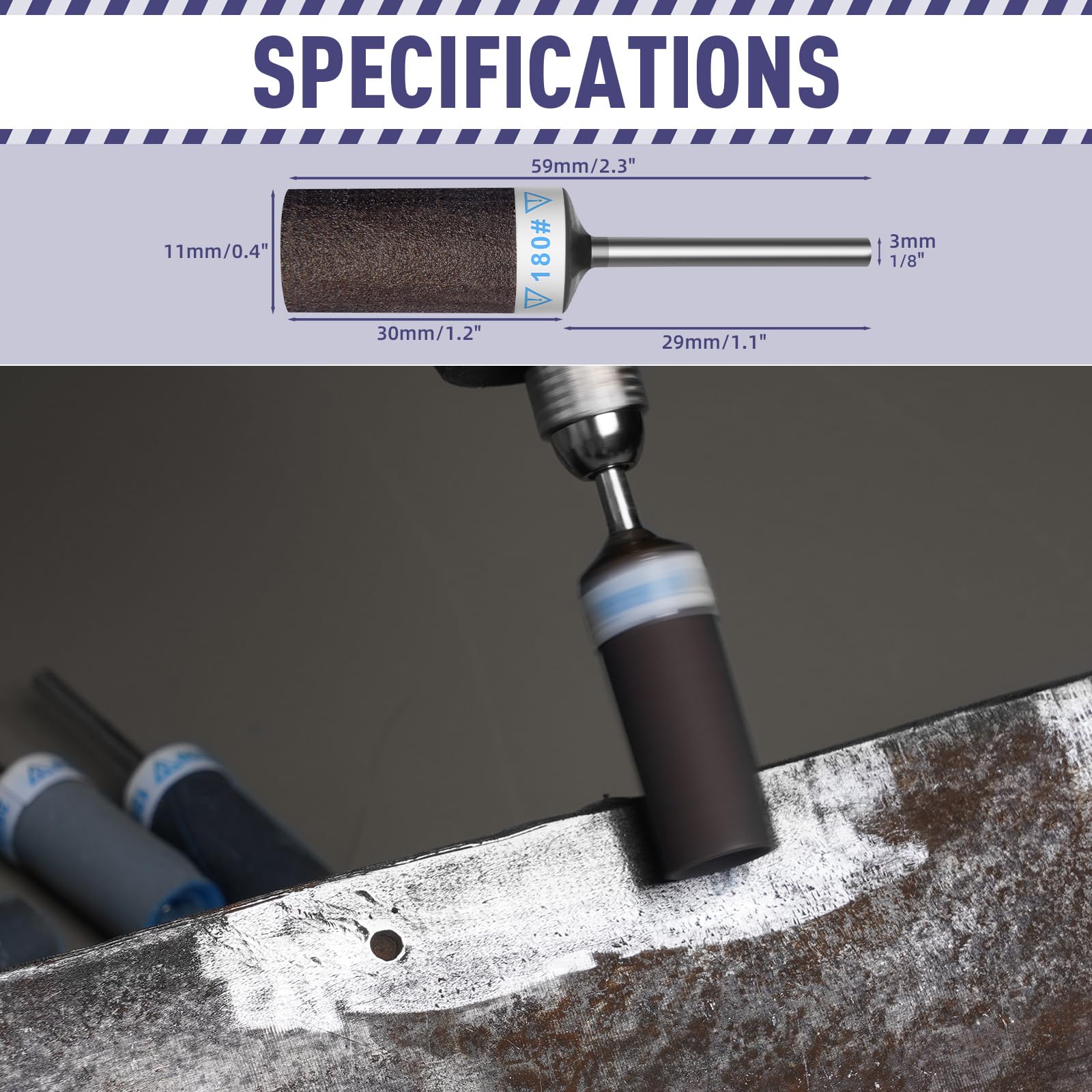 shengbenhao 20PCS 180 Grit Sanding Drums Sandpaper Sticks Set Compatible with Dremel Rotary Tool Accessories with 1/8 inch Shank for Metal Rust Removal/Jade Polishing/Stone Grinding/Sanding - Image 3