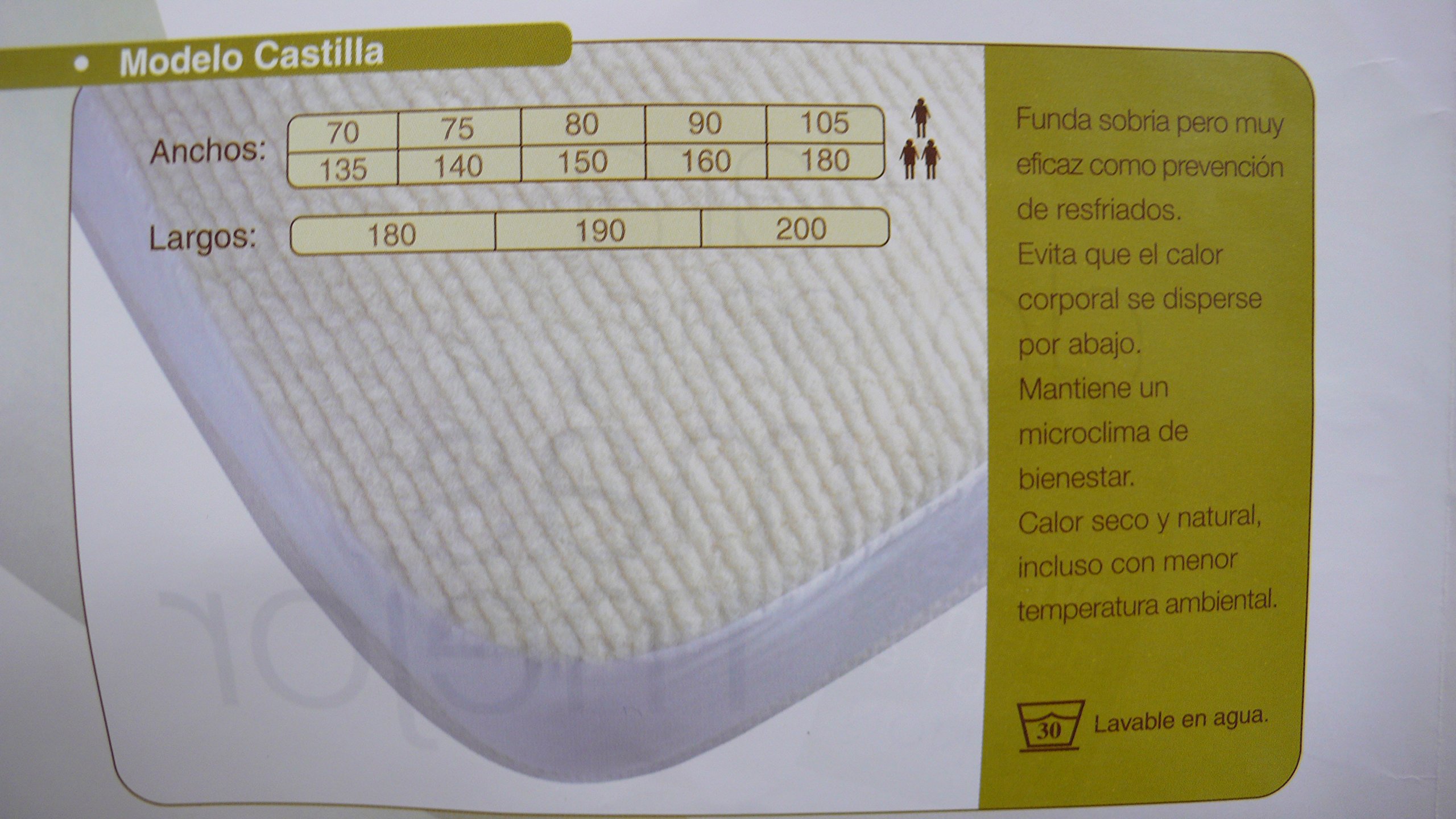 CUBRECOLCHON DE Lana Y Algodon Sistema DE Descanso Tradicional Bienestar del SUEÑO (Lana 500 GR, Cama 150 X 190 CM)
