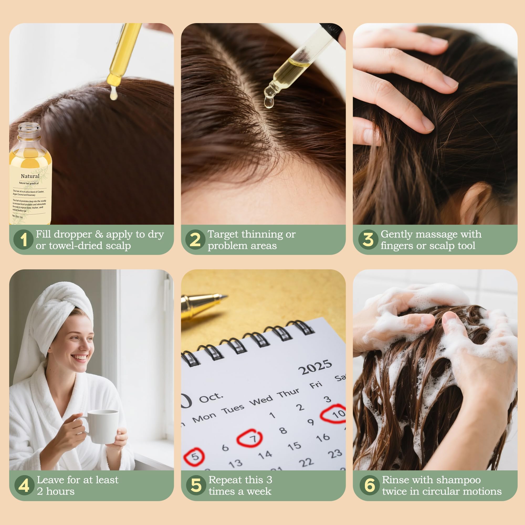 Natural Hair Growth Oil - Rosemary Oil for Hair Growth Organic for Growth and Dry Damaged Hair Salon-Grade Volumizing & Nourishment2PCS product thumbnail 8