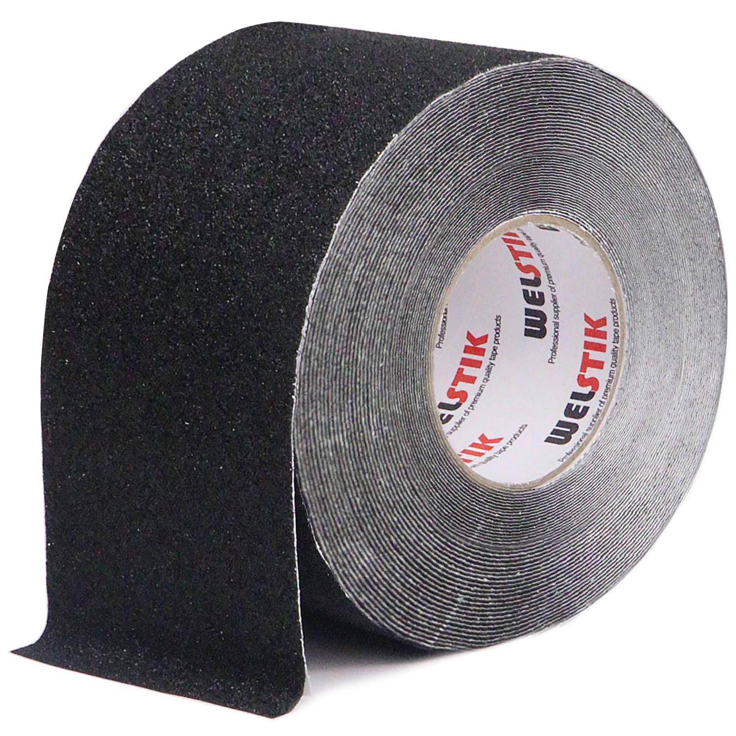 WELSTIK Ruban adhésif antidérapant avec autocollant, 100 mm x 20 m - Bande adhésive antidérapante pour escaliers et marches - Adhésif à haute traction pour intérieur et extérieur - Imperméable - Noir