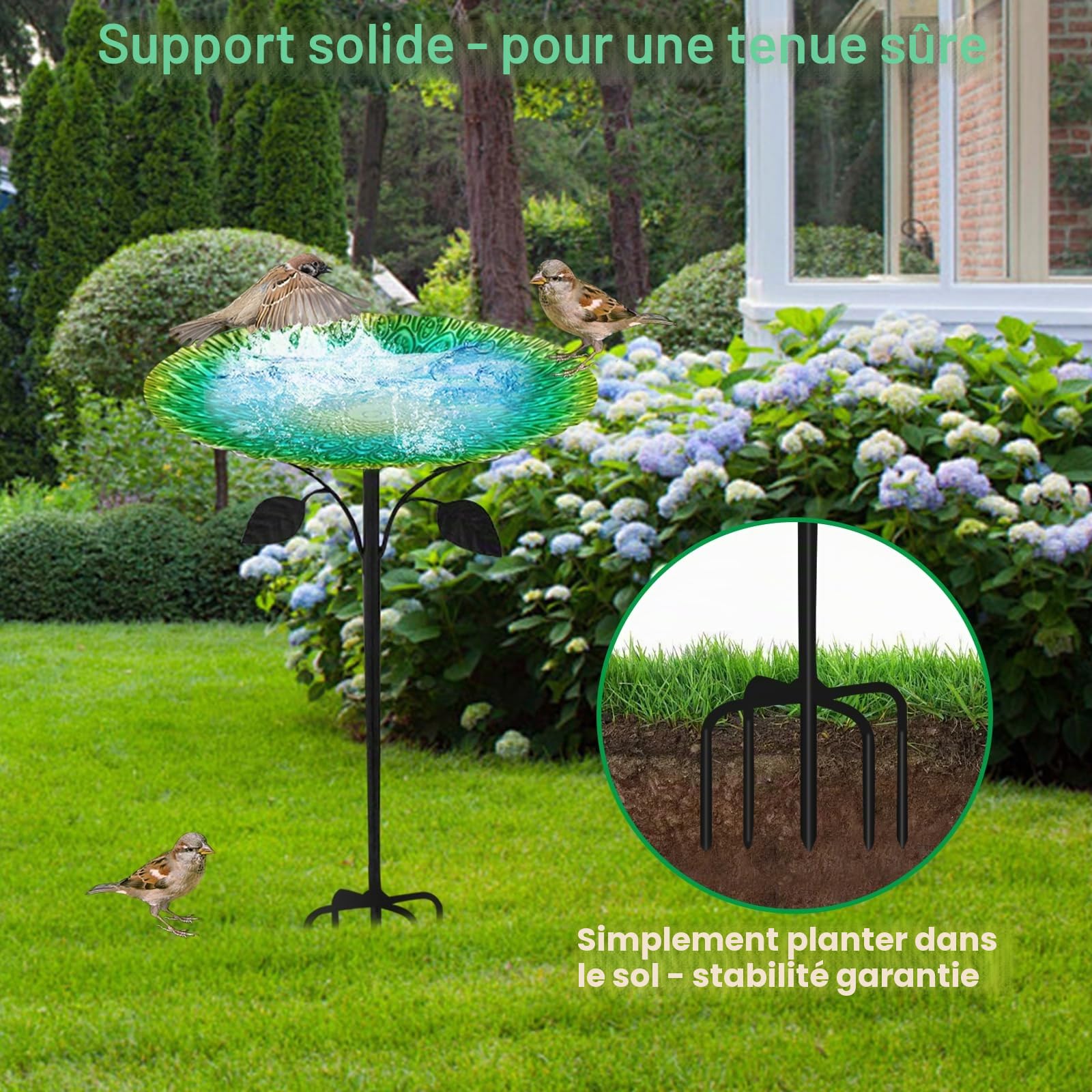 Abreuvoir pour Oiseaux sur Pied - 83 cm, avec Socle à 5 Branches, Mangeoire Oiseaux Exterieur Décoration pour Jardin