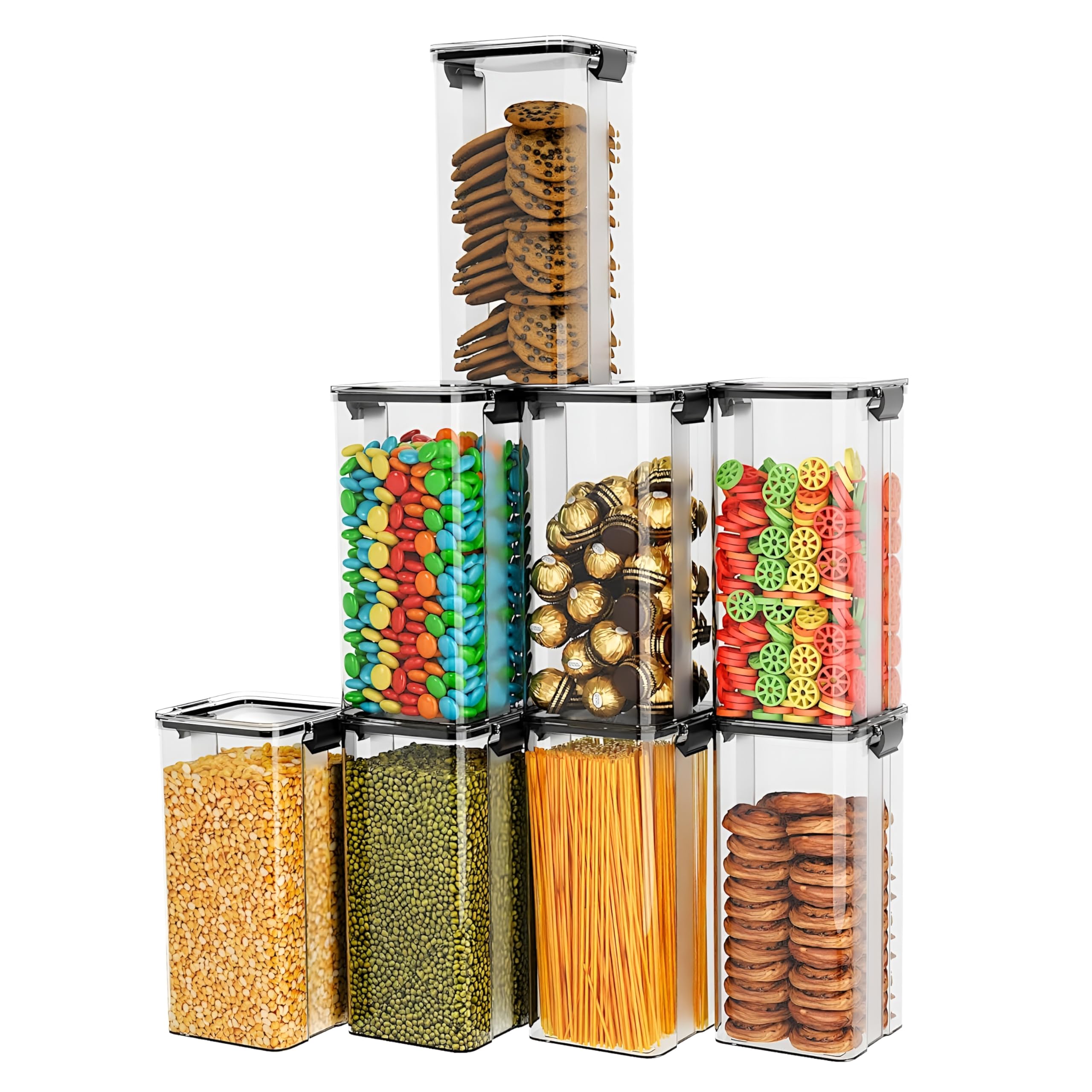 Homeor Air-Tight BPA Free Food Grade Plastic Storage Jar Containers For Kitchen/Storage Organizer/Containers For Kitchen Set/Multipurpose Jar/Stackable & Transparent Organizer Jars, 1700 ML Set of 6-image-21