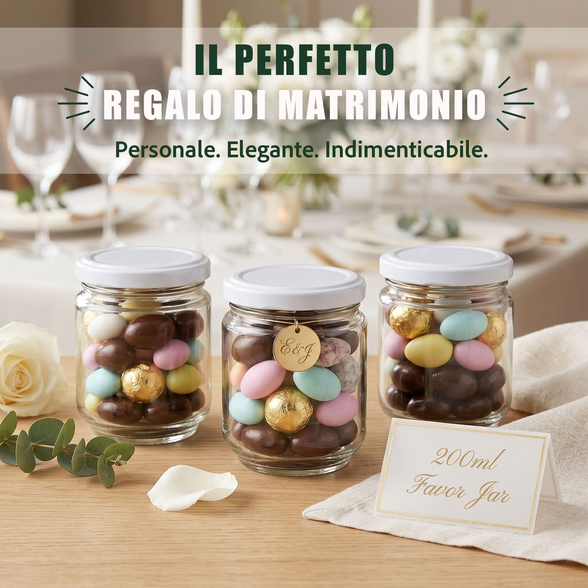 24 barattoli vetro con coperchio vasetti conserve 200ml 200 ml per marmellata confetture bomboniere tappo a vite ermetico da cucina