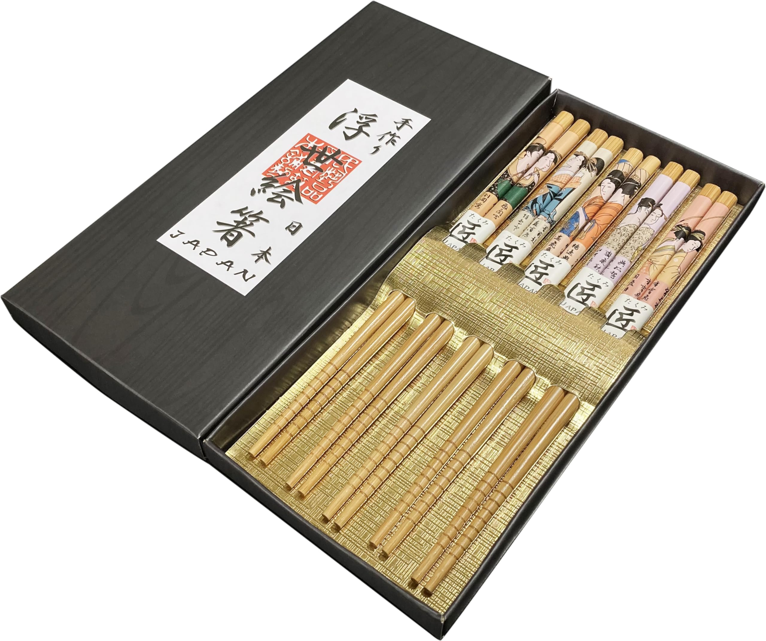 Amazon | 日本のお土産 箸5膳セット 浮世絵【Chopsticks 5Sets