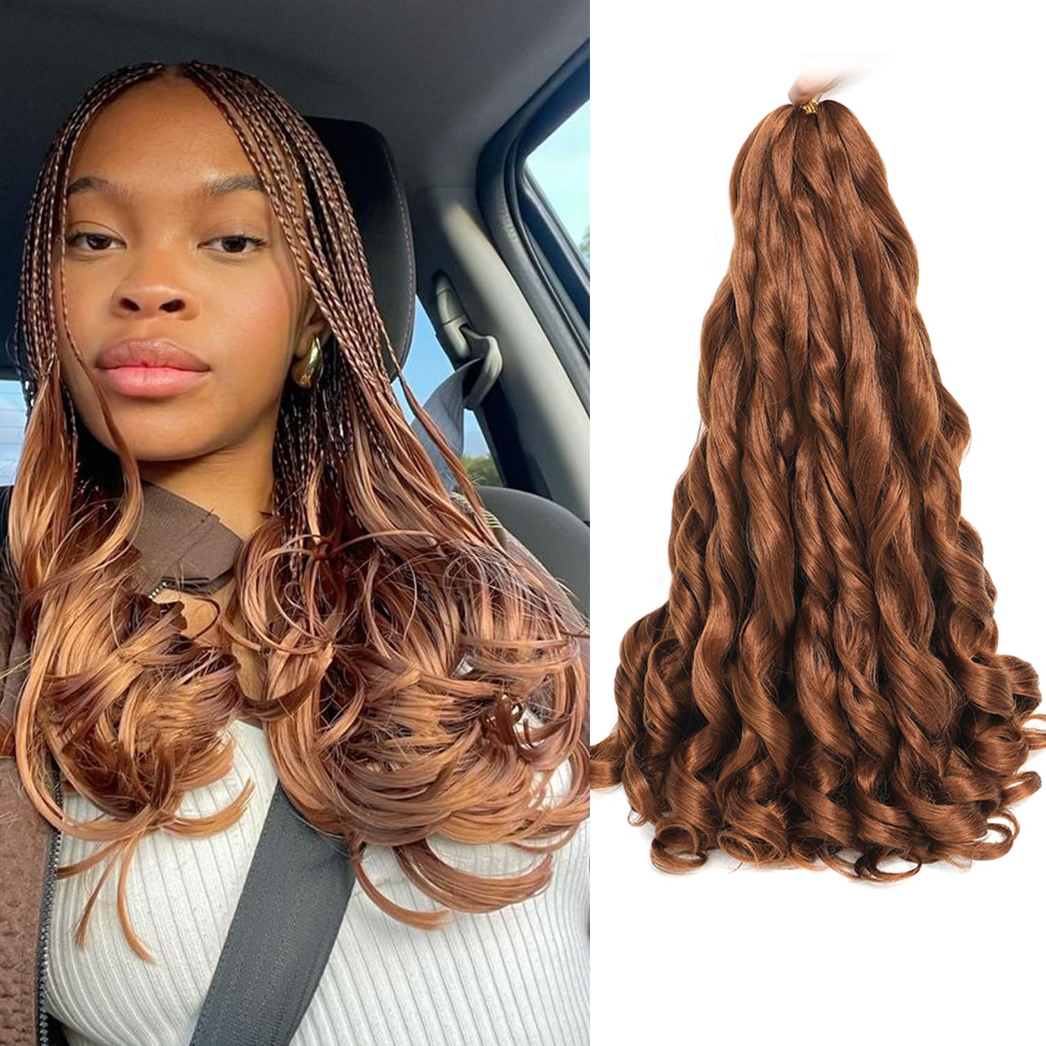 French Curly Braiding Hair 12 Inch 8 Packs - Pre Stretched Bouncy Braiding Hair- Loose Wavy Synthetic Hair Extensions For Black Women (12 inch 30)
