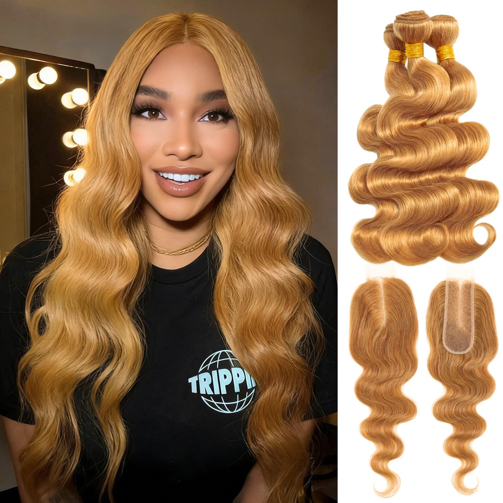 Amazon.com : ALHER Color #27 Honey Blonde Bundles with Long 