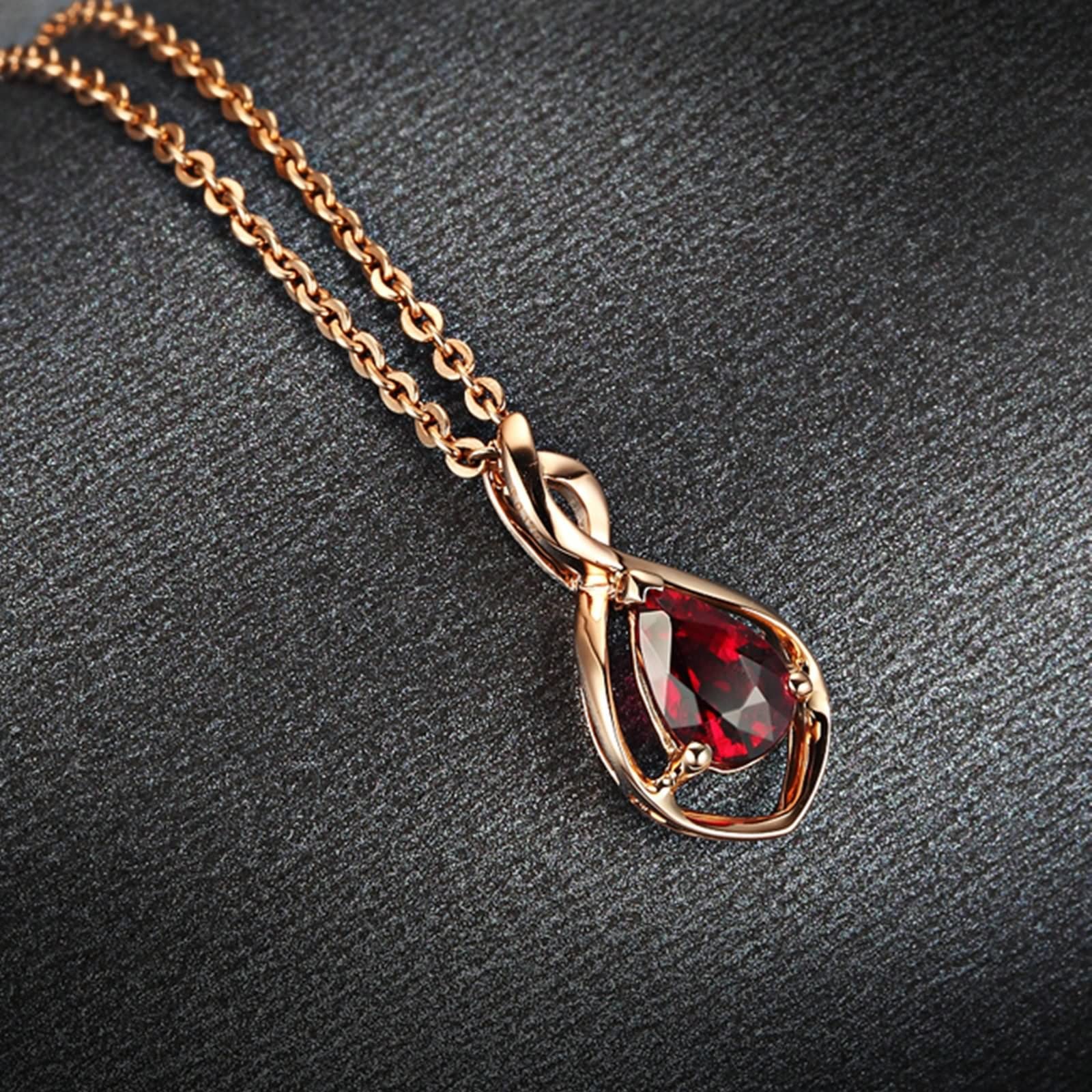 AMDXD Collar para mujer en oro rosa de 18 quilates/750 con turmalina de 0,87 ct, colgante de cadena para mujer, oro rosa, regalo de 2 años