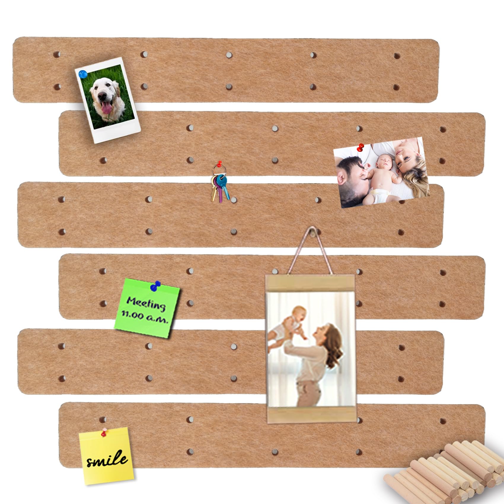 Paquete de 6 tableros de fieltro marrón para notas, tablero de notas, tablero de corcho autoadhesivo para paredes, decoración de oficina en casa, pequeños tableros de anuncios de fieltro para joyas,