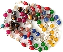 Apnisanskriti Unisex Adult Lab Certified Multi Colour Mala (9 Small Colour Beads Size, 27 Inch) Multi Color A+ Stones, Pack Of 1