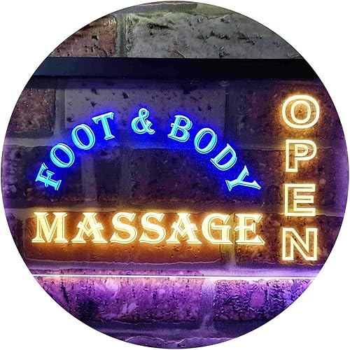 ADVPRO Letrero de neón LED de doble color abierto para masaje de pies y cuerpo, azul y amarillo, 24 x 16 pulgadas, st6s64-i0252-by disponible en Yaxa Colombia
