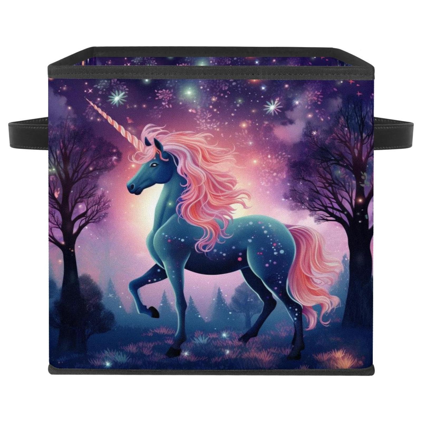 Boîte de rangement fantastique licorne en tissu Oxford durable, cube haut de gamme