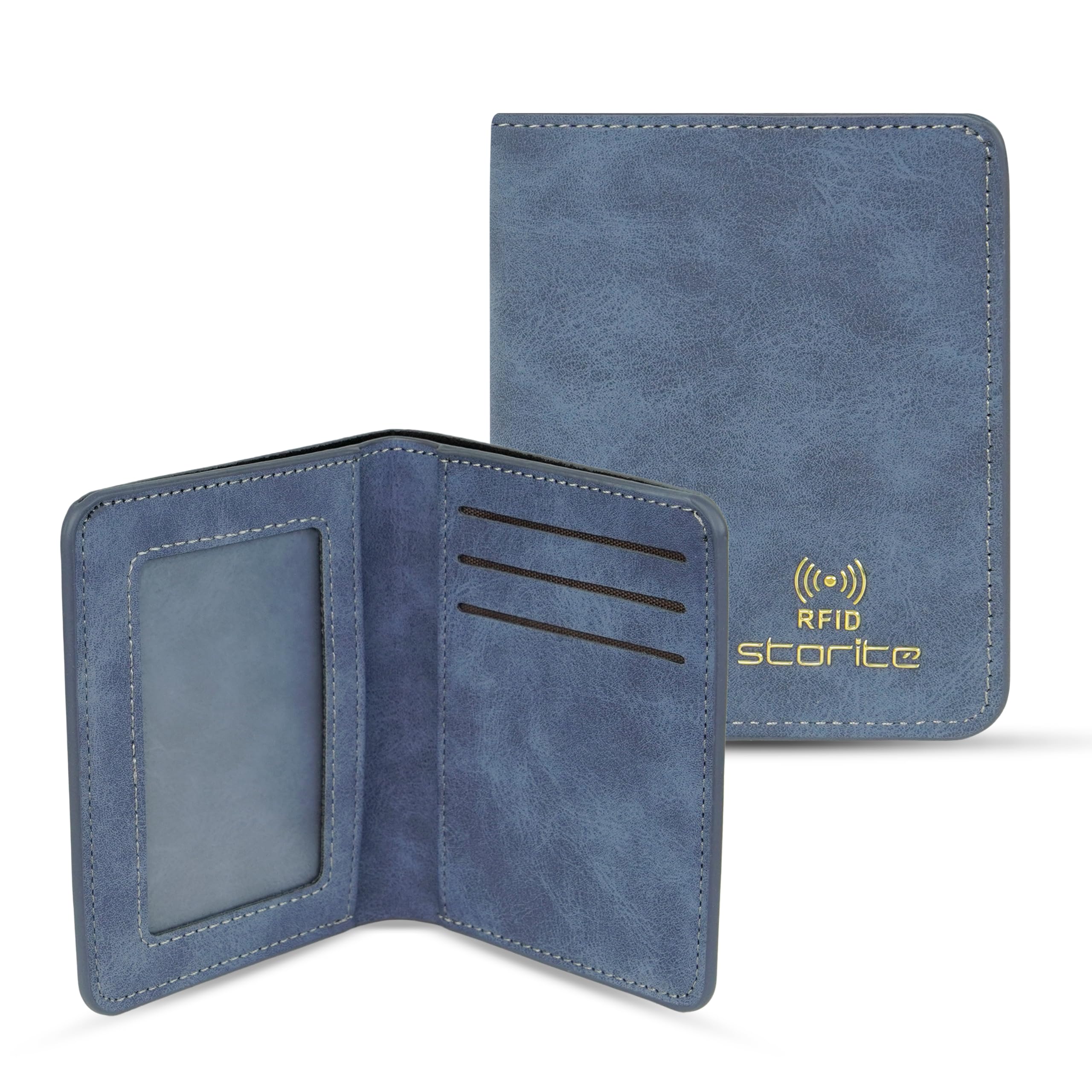 storite Men's PU Leather RFID Protected Slim Bi-Fold Money Credit Card Holder Wallet Purse (Blue-11 x 8.5 x 0.8cm)-picture-11
