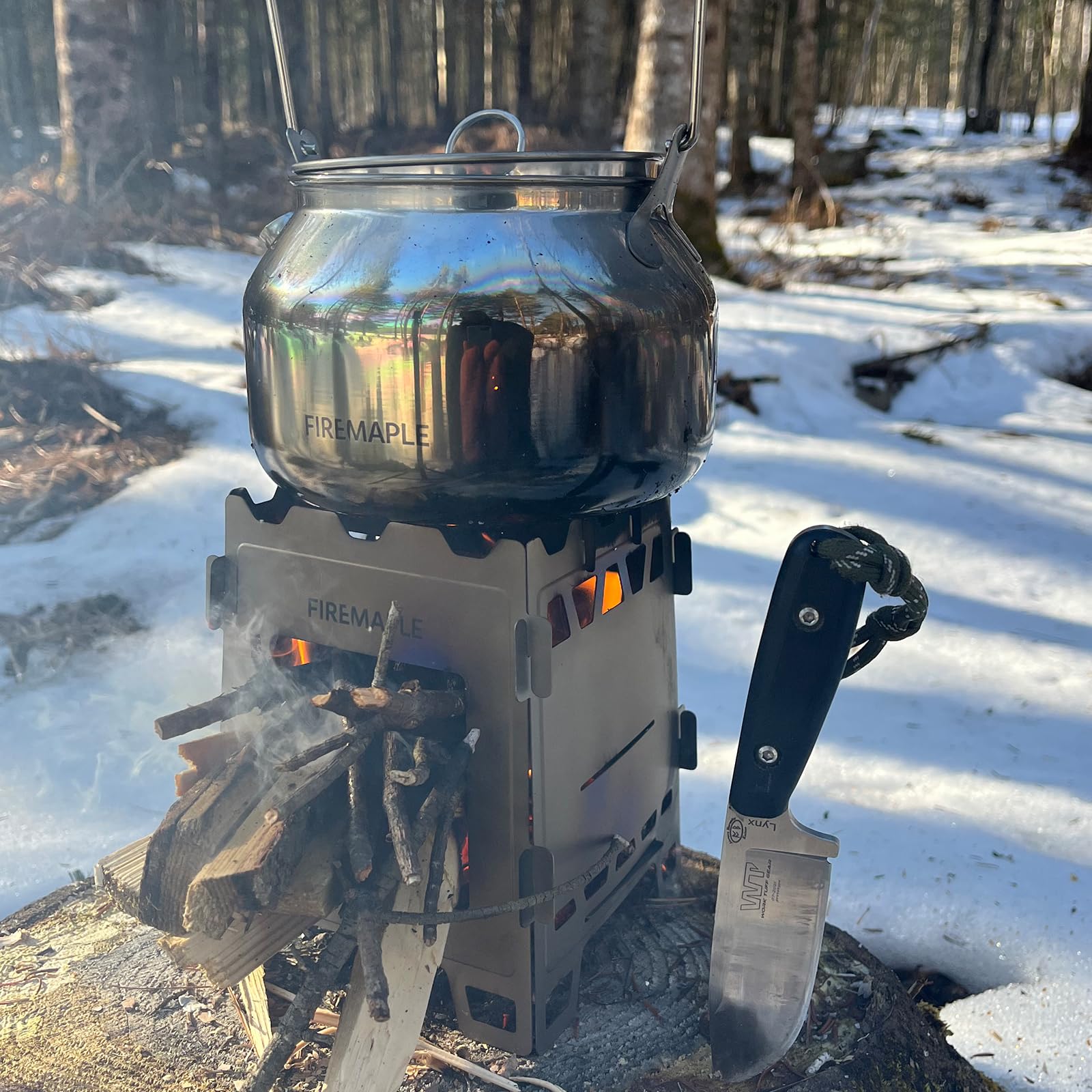 Fire-Maple Fortress Stufa in Titanio a Legna Ultra-leggera Compatta e Multiuso per Campeggio, Escursionismo e Trekking