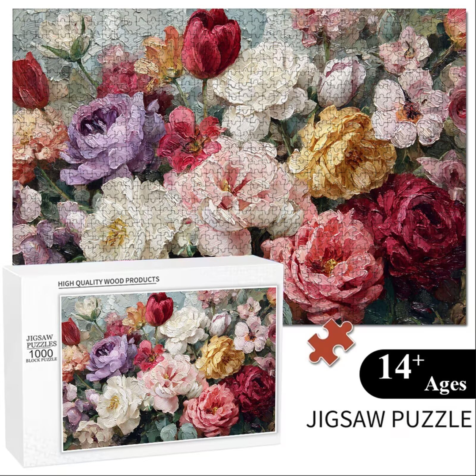 Puzzle 1500 Piezas Adultos Vistoso & Flor, Rompecabezas con Letras Traseras y Póster, Pasatiempo Antiestrés, Decoración de Pared, Regalo Decorar Mujer Hombre 87 x 57 cm (14 Años +) P3#197