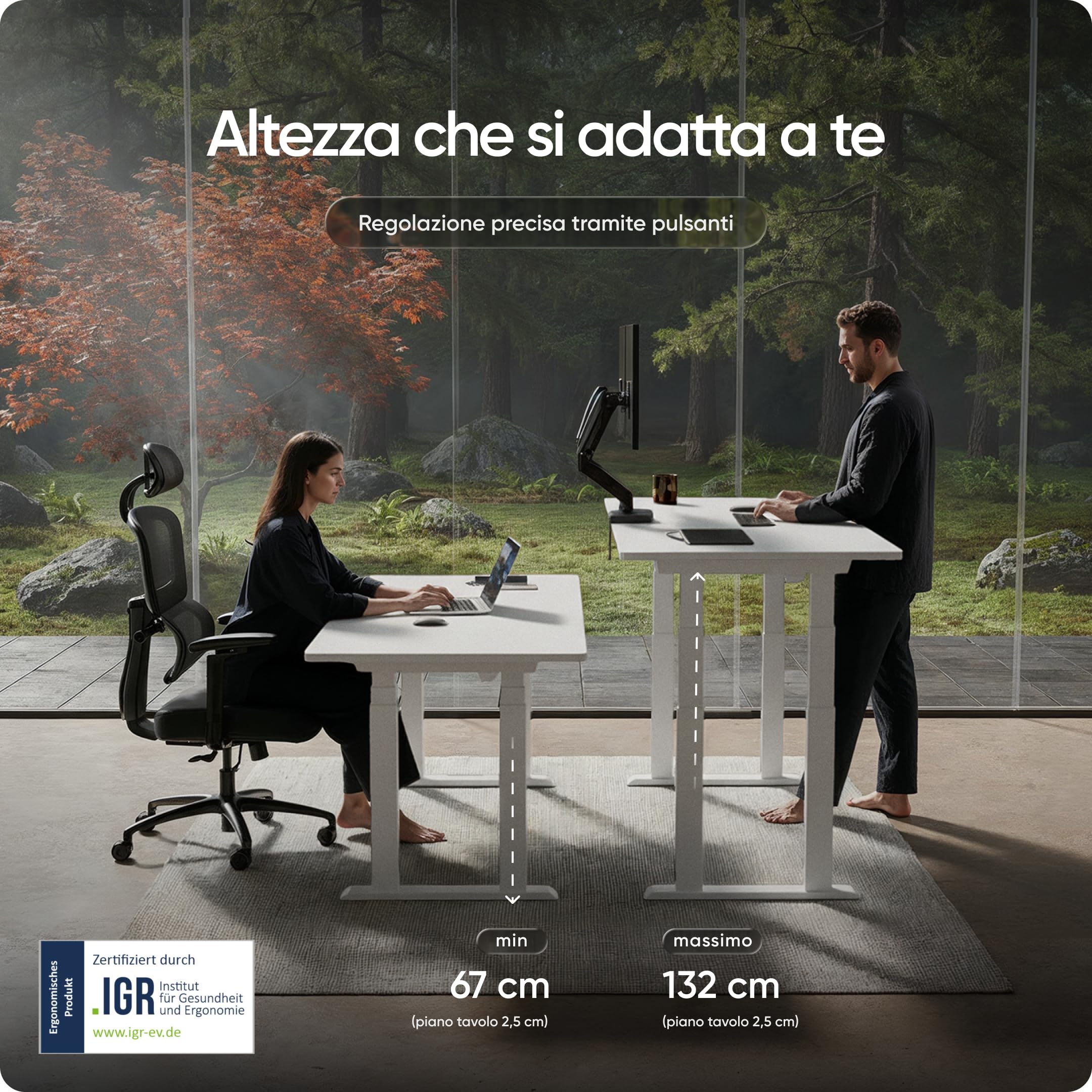 Titan - Telaio Scrivania Elettrica Regolabile in Altezza con 2 Motori, 3 Memorie, Protezione Anti-Collisione, USB, Ergonomica, Portata 200 kg, per Ufficio e Home Office, Larghezza 122-200 cm