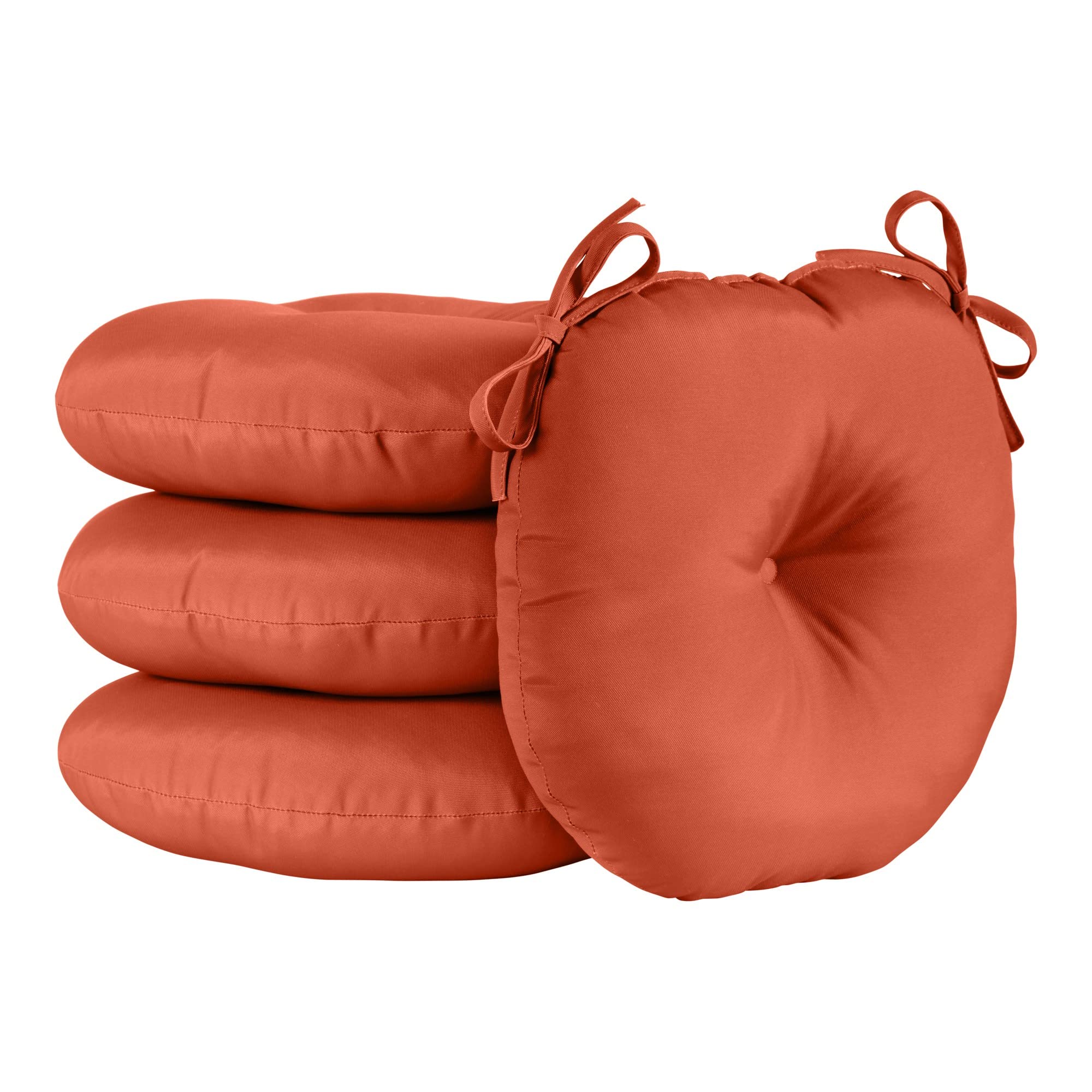 Greendale Home Fashions 15-inch Outdoor Round Bistro Seat Cushion, Set of 4, Sunrise 4 Count, Rust