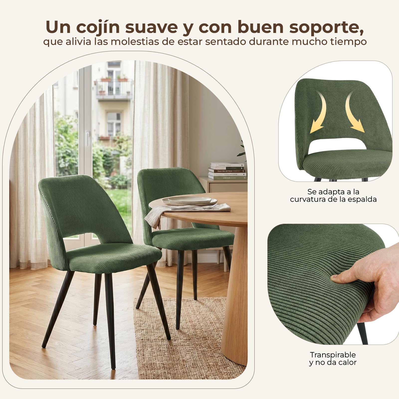 Sillas de Comedor Pack 8,Sillas de Cocina de Pana,Mezcla de Colore