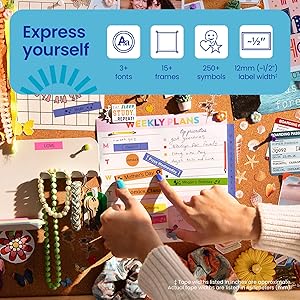 Brother P-Touch PT-N25BT Personal Connected Label Maker, Bluetooth, Design&Print2 app, Portable, Handheld and Prints with P-Touch Btag (12mm) Wide Color Label Tapes