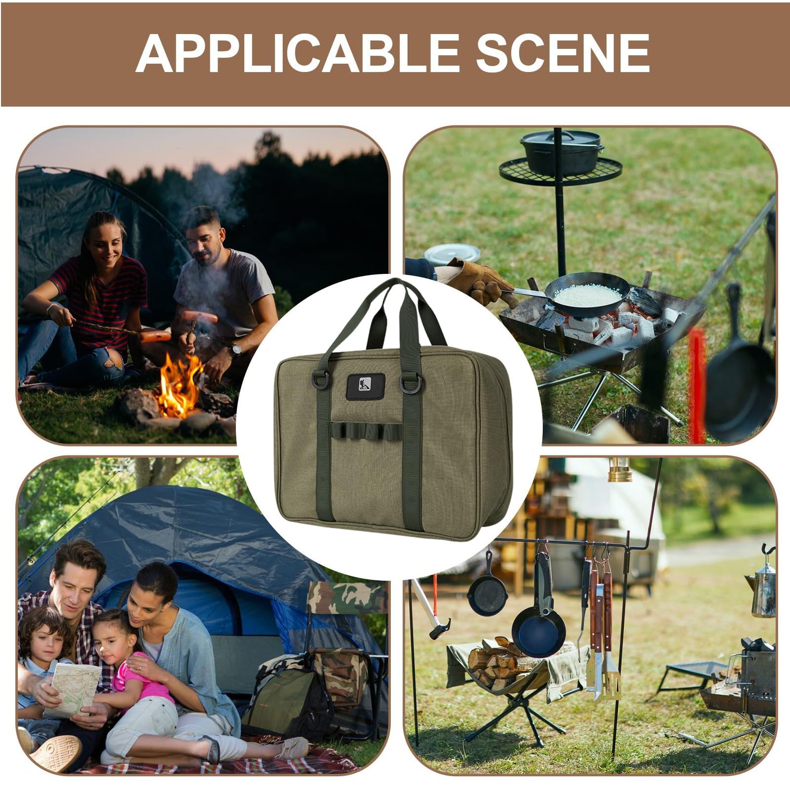 Sac de rangement pour ustensiles de cuisine de camping - Organisateur de pochette Oxford pour ustensiles de cuisine | Sac de poche étanche pour de, organisateur de sac Portable pour