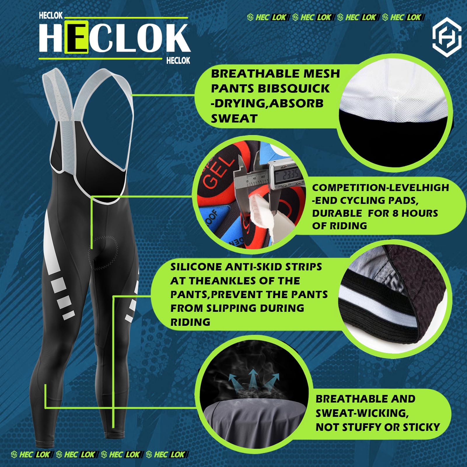 Vêtements Cyclisme Homme Hiver Tenue Cycliste en Polaire Thermique,Maillot Velo VTT Jersey Manche Longue et Pantalon à Bretelle avec 9D Coussin Gel, Coupe-Vent et Chaud MTB