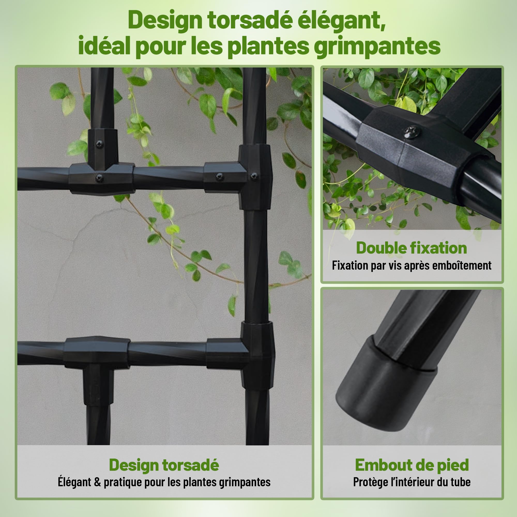 Caroeas Demi Arche de Jardin pour Plantes Grimpantes,120x240x40cm，Arceau Métallique pour Rosiers, Tonnelle Décorative Extérieure, Résistante à la Rouille et à la Décoloration